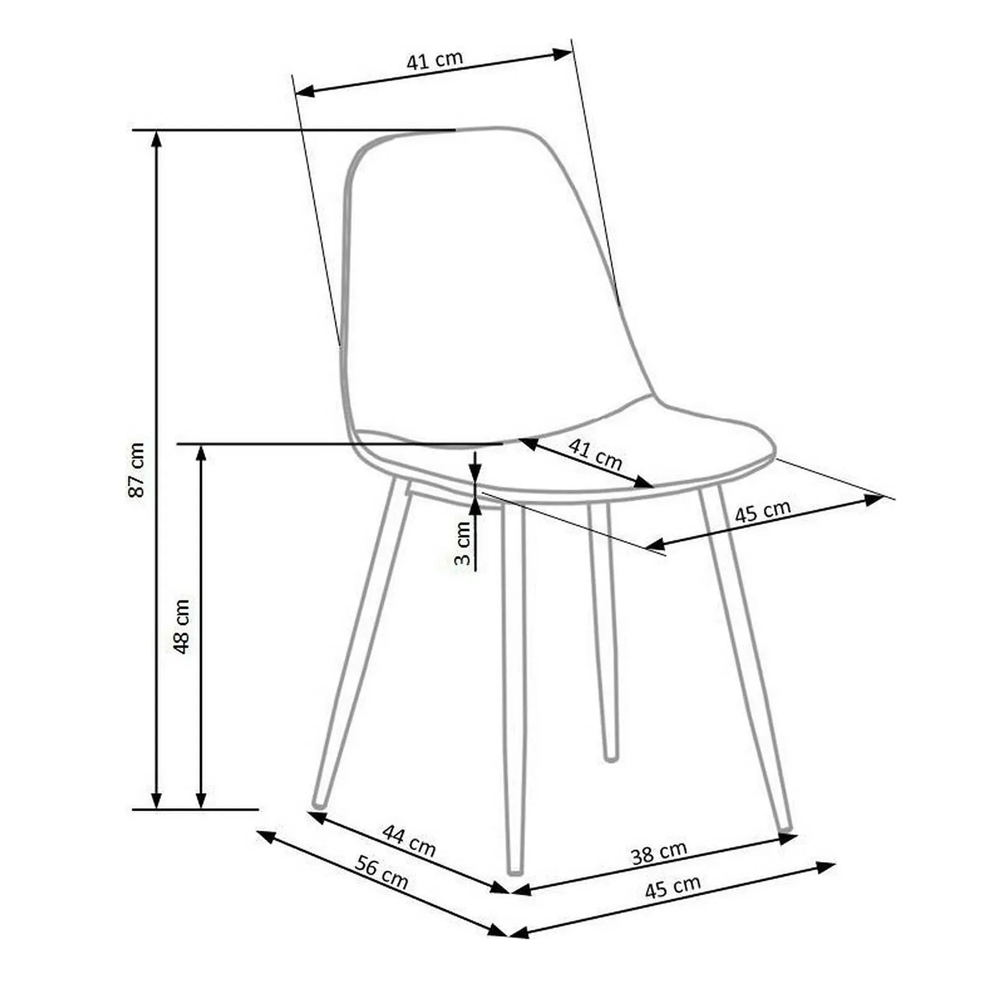 Scaun tapitat K417, galben, stofa catifelata, 44x56x87 cm