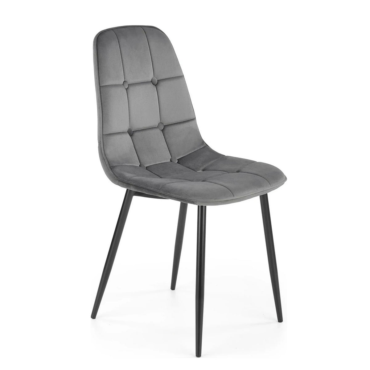 Scaun tapitat K417, gri/negru, stofa catifelata/metal, 46x56x87 cm