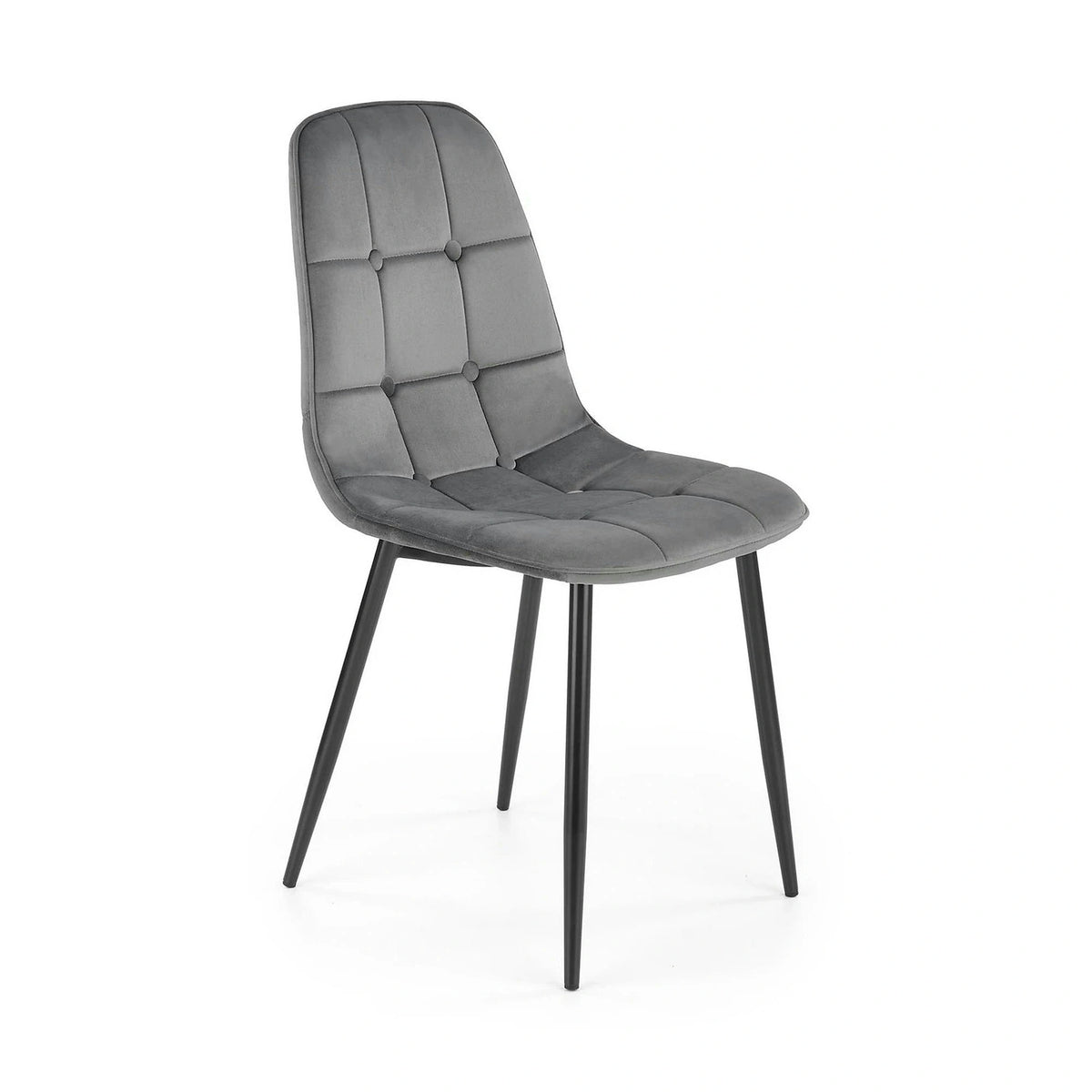 Scaun tapitat K417, gri/negru, stofa catifelata/metal, 46x56x87 cm