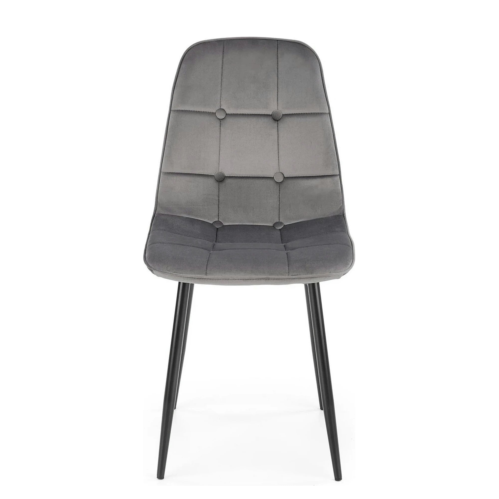 Scaun tapitat K417, gri/negru, stofa catifelata/metal, 46x56x87 cm