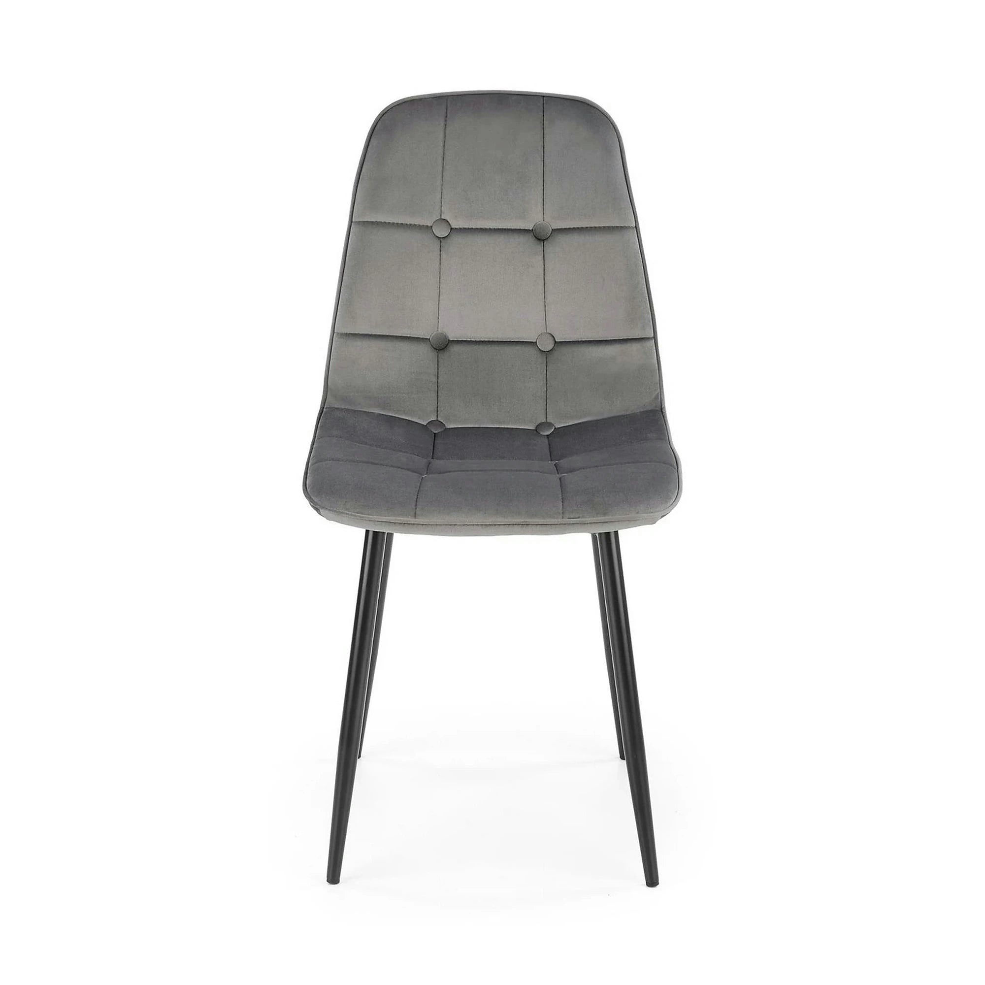 Scaun tapitat K417, gri/negru, stofa catifelata/metal, 46x56x87 cm