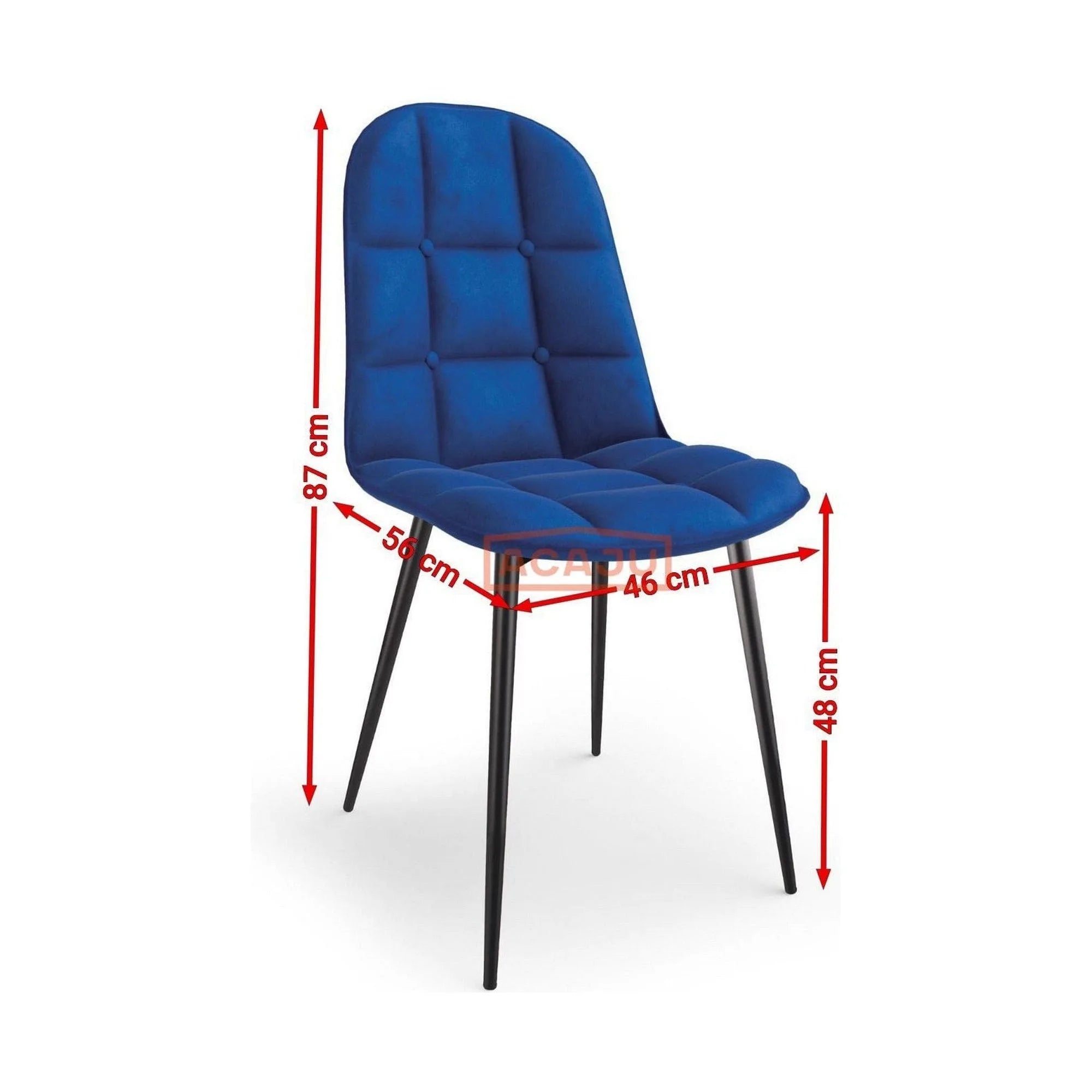 Scaun tapitat K417, gri/negru, stofa catifelata/metal, 46x56x87 cm