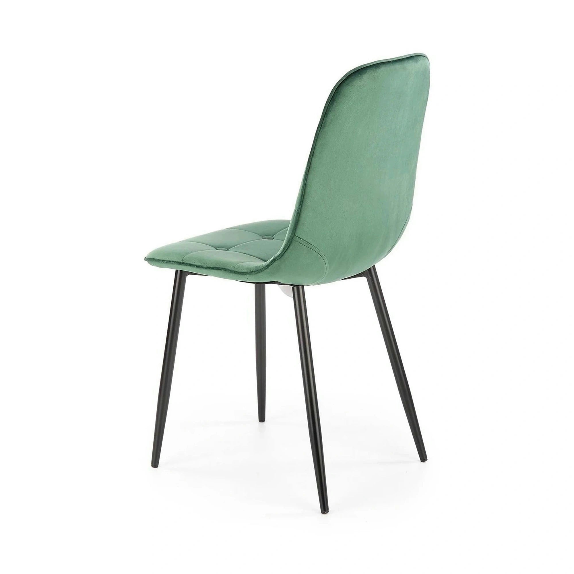 Scaun tapitat K417, verde/negru, stofa catifelata/metal, 46x56x87 cm