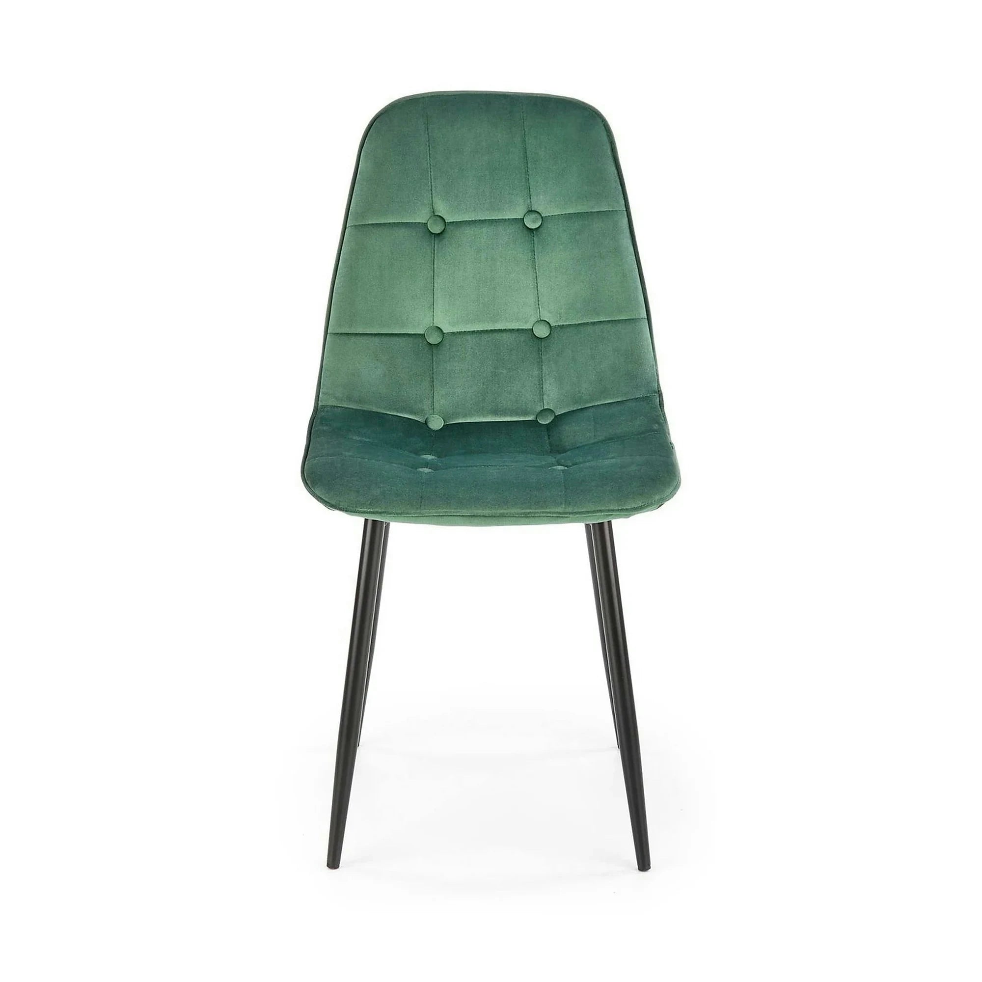 Scaun tapitat K417, verde/negru, stofa catifelata/metal, 46x56x87 cm
