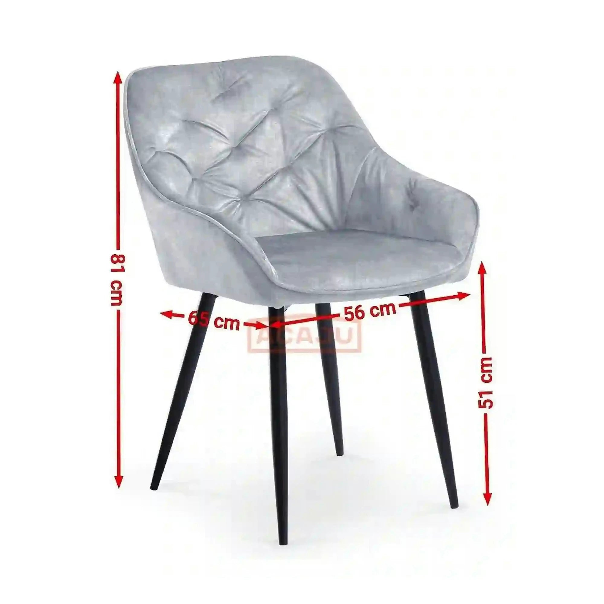 Scaun tapitat K418, galben mustar/negru, stofa clasica/metal, 56x65x81 cm
