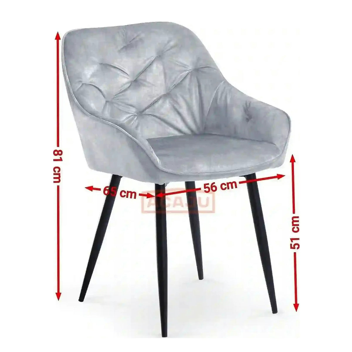 Scaun tapitat K418, galben mustar/negru, stofa clasica/metal, 56x65x81 cm