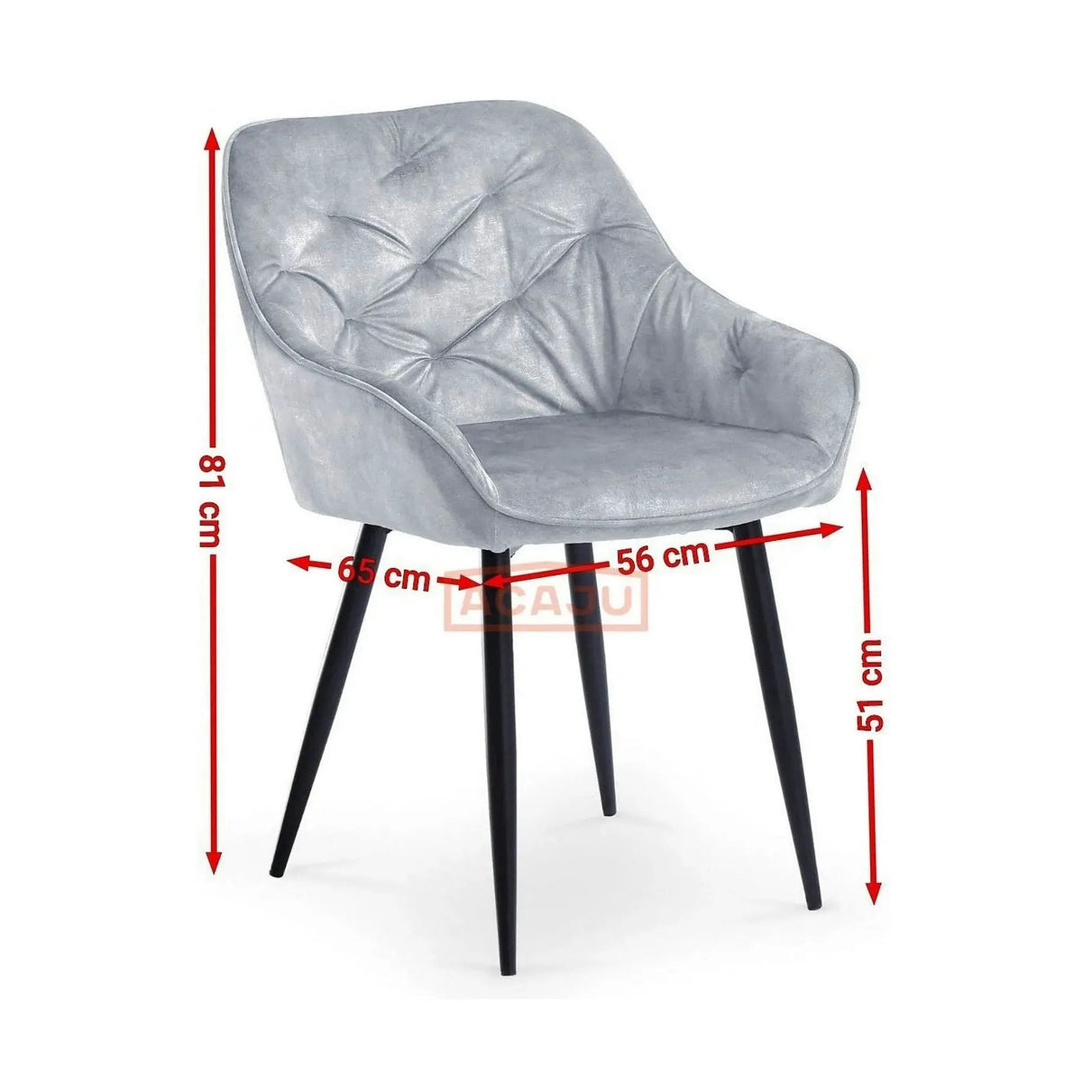 Scaun tapitat K418, gri/negru, stofa clasica/metal, 56x65x81 cm