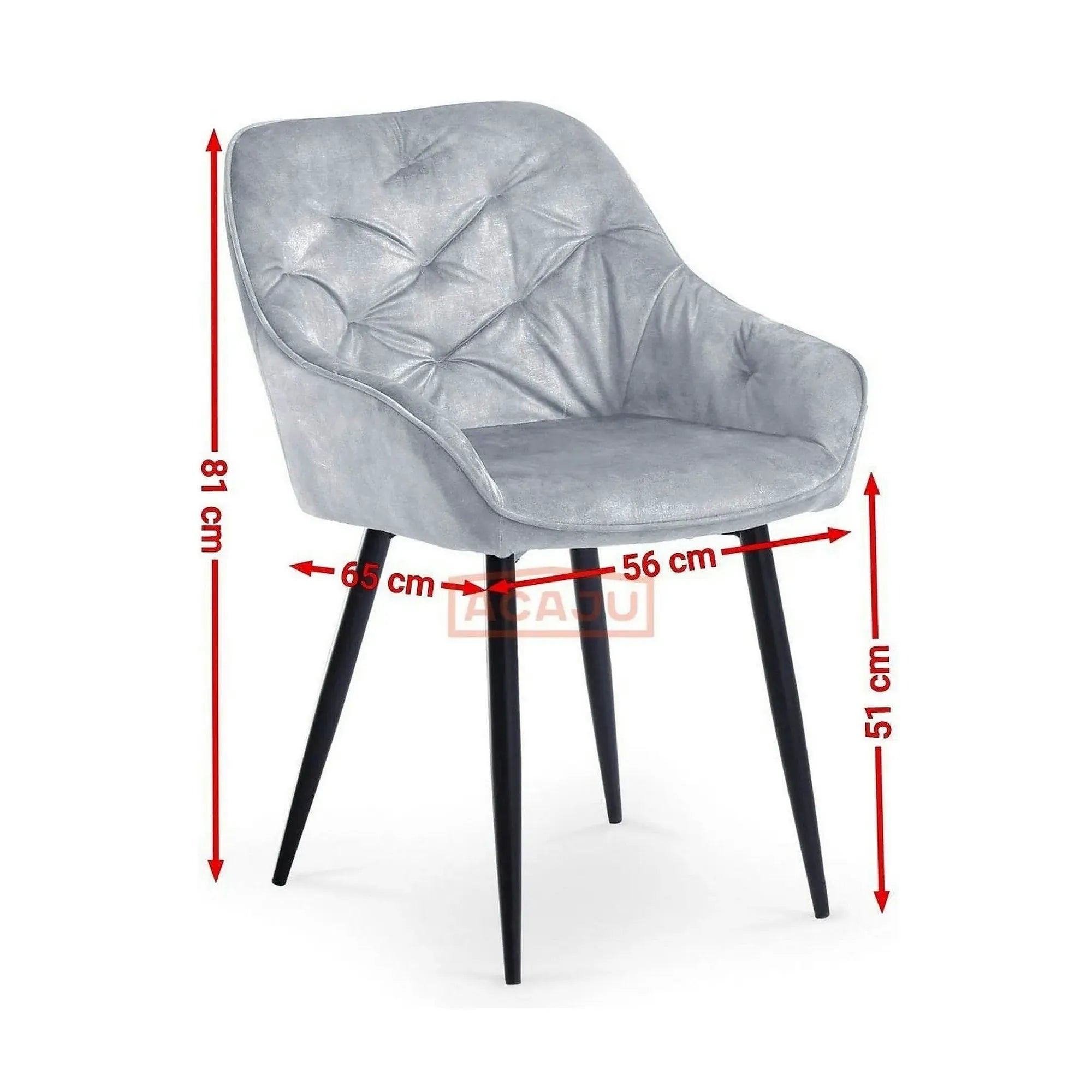 Scaun tapitat K418, gri/negru, stofa clasica/metal, 56x65x81 cm