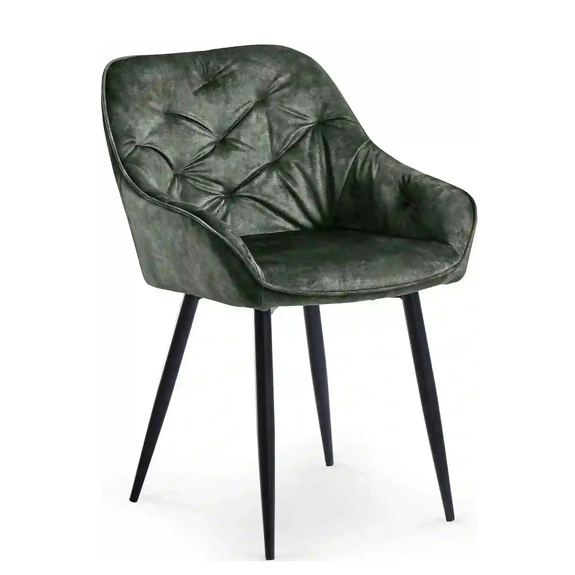 Scaun tapitat K418, verde/negru, stofa clasica/metal, 56x65x81 cm