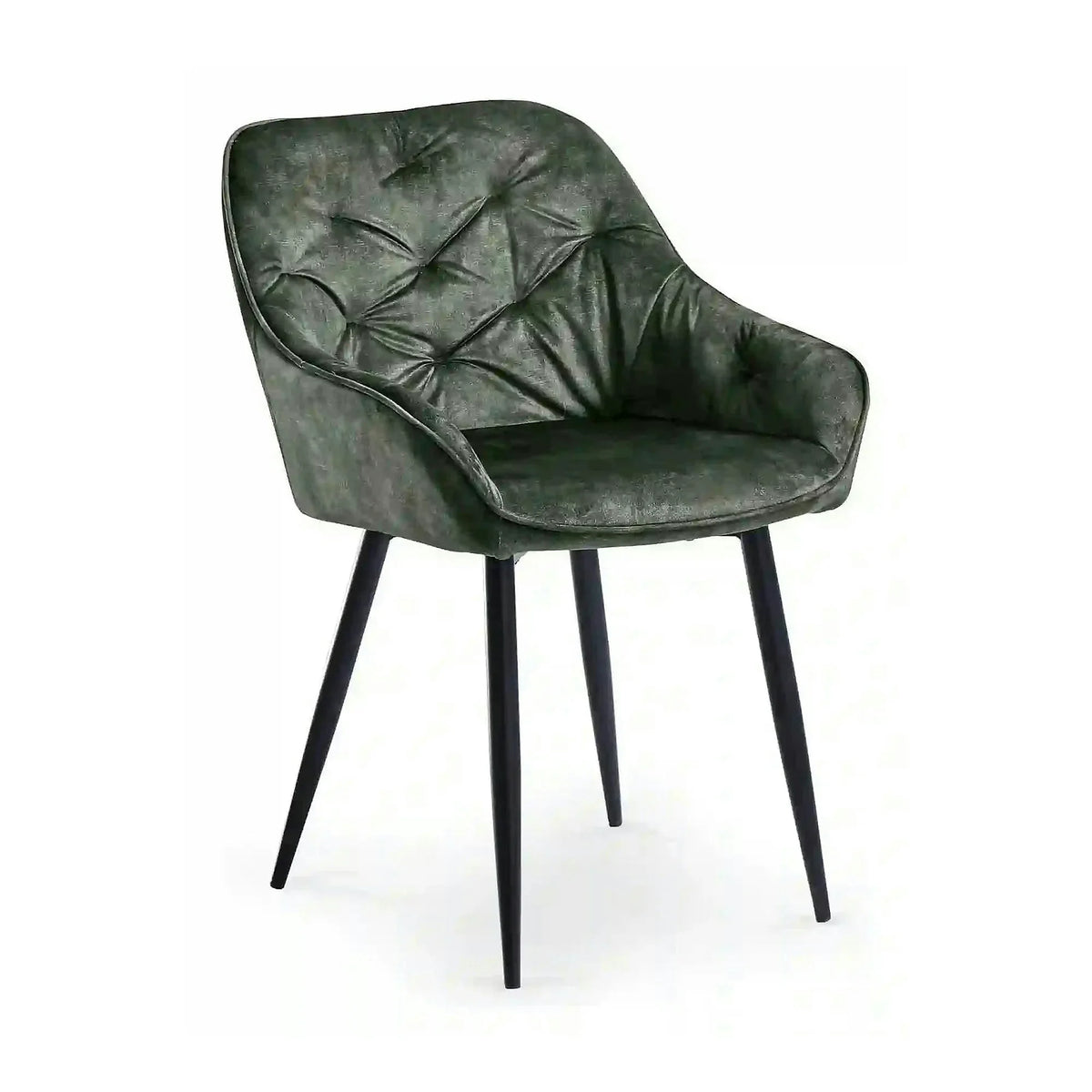 Scaun tapitat K418, verde/negru, stofa clasica/metal, 56x65x81 cm