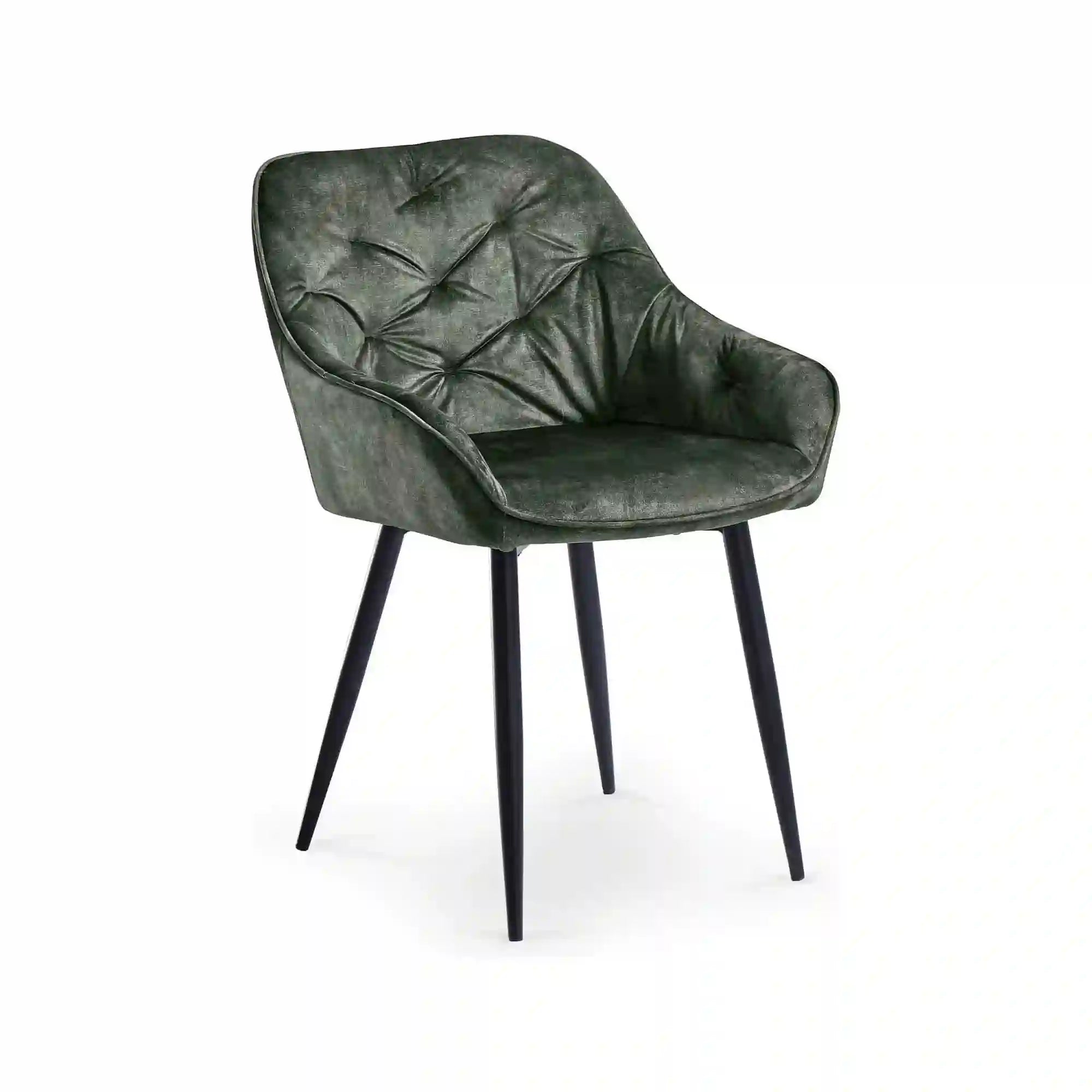 Scaun tapitat K418, verde/negru, stofa clasica/metal, 56x65x81 cm