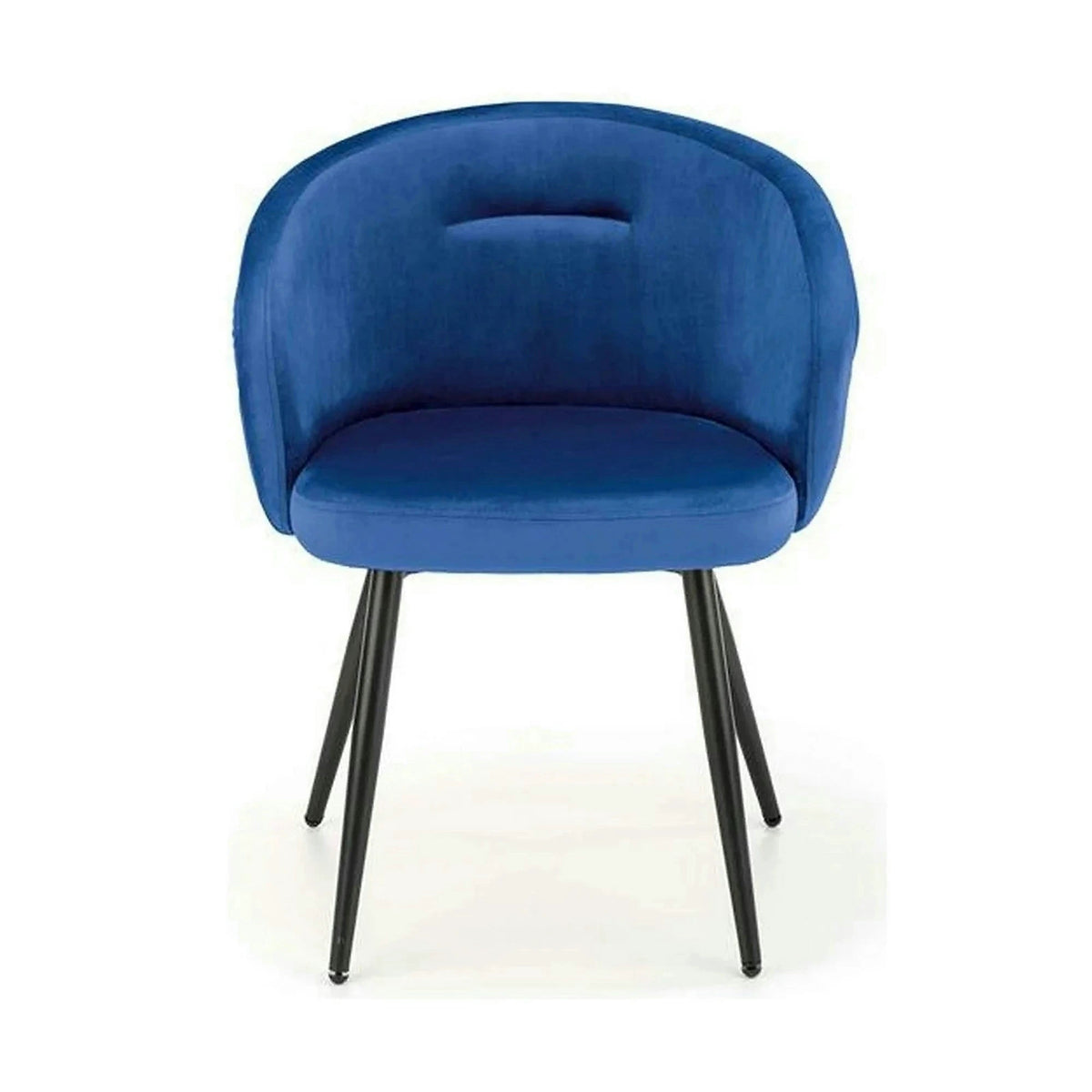 Scaun tapitat K430, albastru/negru, stofa catifelata/metal, 51x54x77 cm