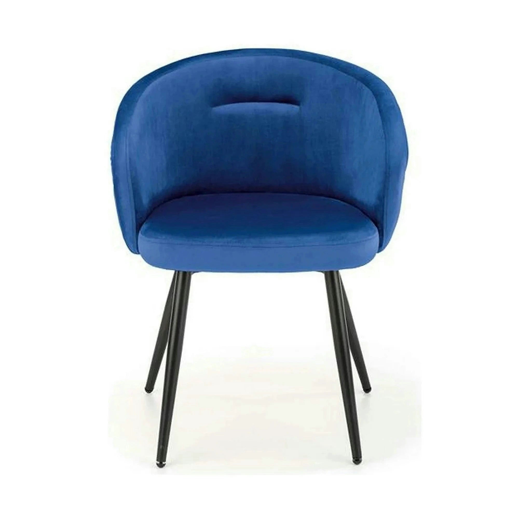 Scaun tapitat K430, albastru/negru, stofa catifelata/metal, 51x54x77 cm