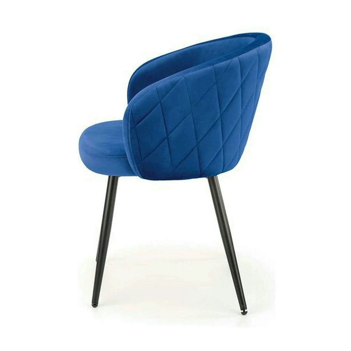 Scaun tapitat K430, albastru/negru, stofa catifelata/metal, 51x54x77 cm