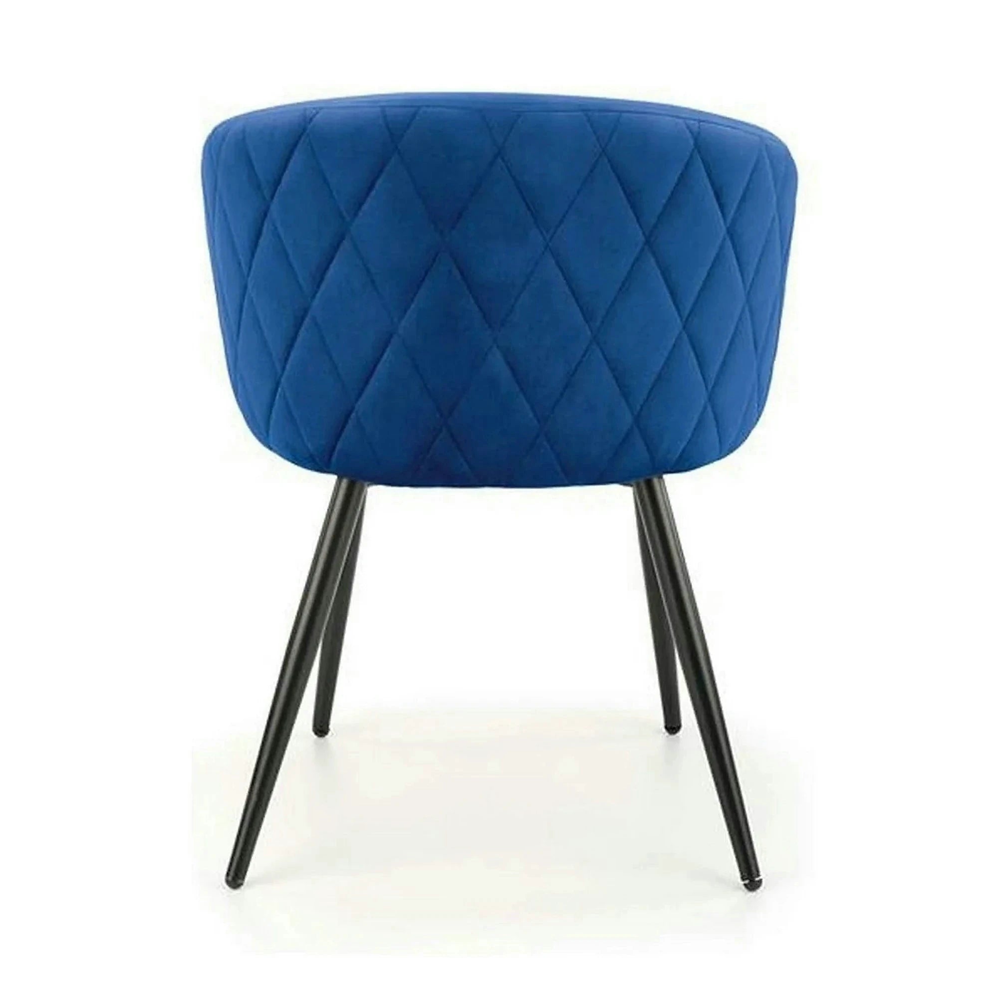 Scaun tapitat K430, albastru/negru, stofa catifelata/metal, 51x54x77 cm