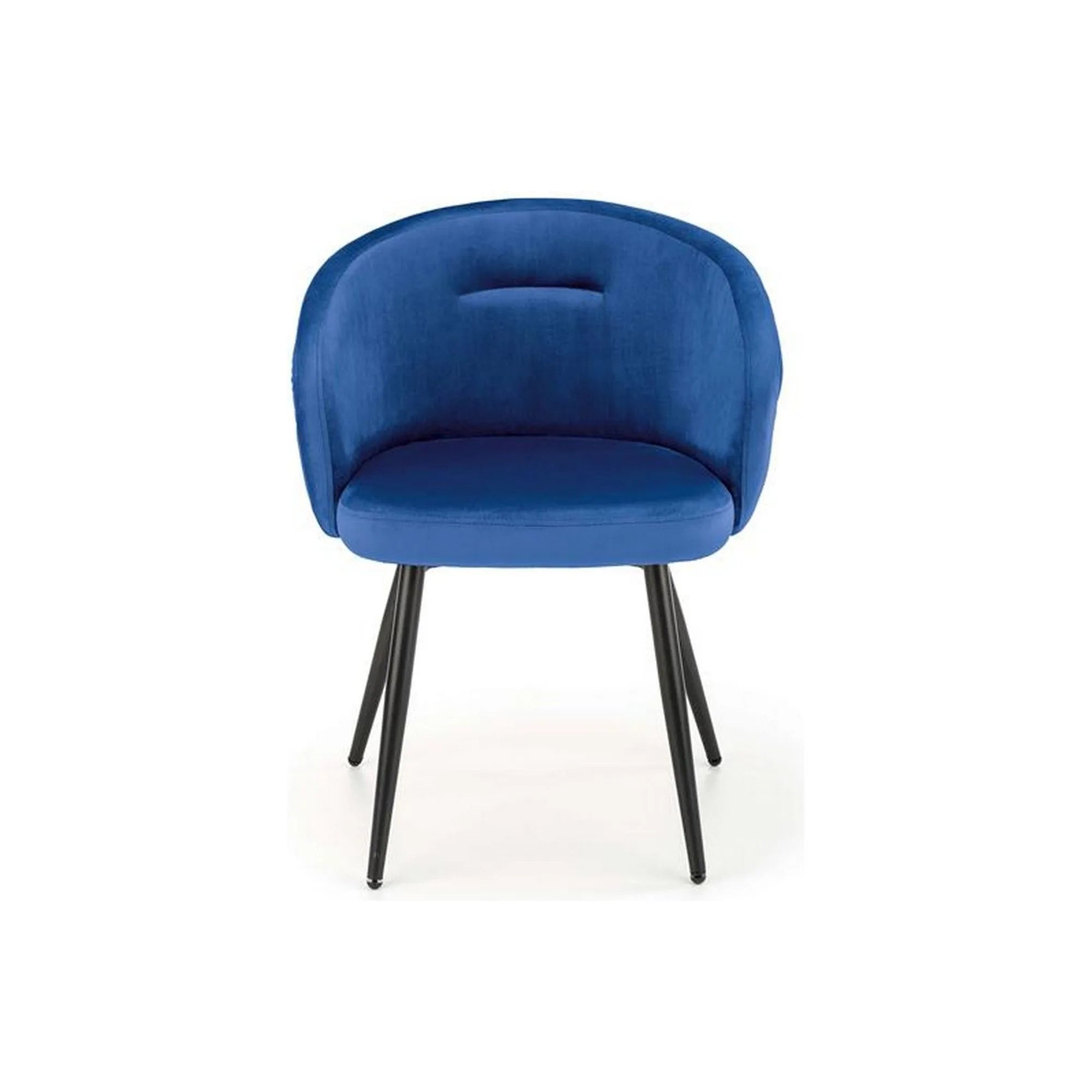 Scaun tapitat K430, albastru/negru, stofa catifelata/metal, 51x54x77 cm