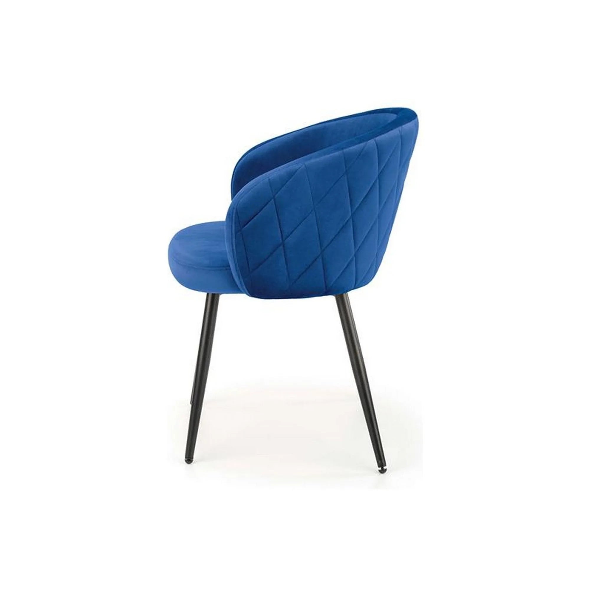 Scaun tapitat K430, albastru/negru, stofa catifelata/metal, 51x54x77 cm