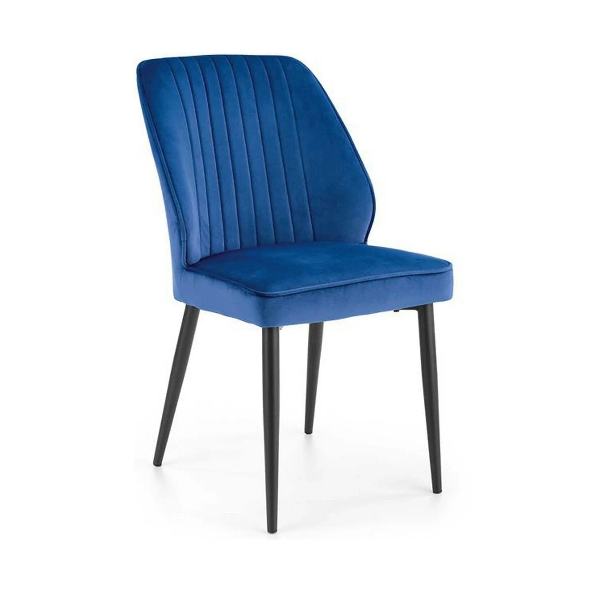Scaun tapitat K432, albastru, stofa catifelata, 48x57x85 cm