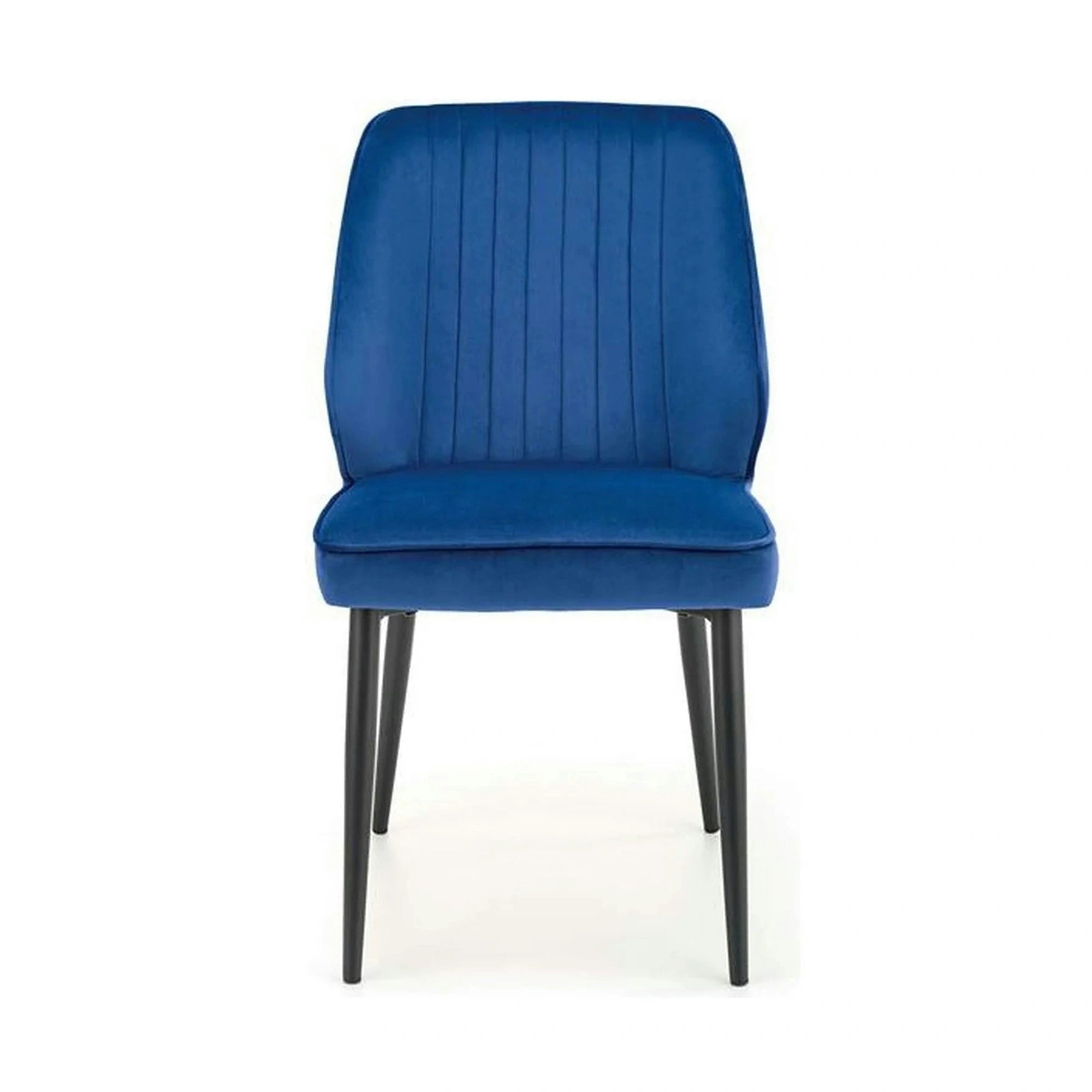 Scaun tapitat K432, albastru, stofa catifelata, 48x57x85 cm