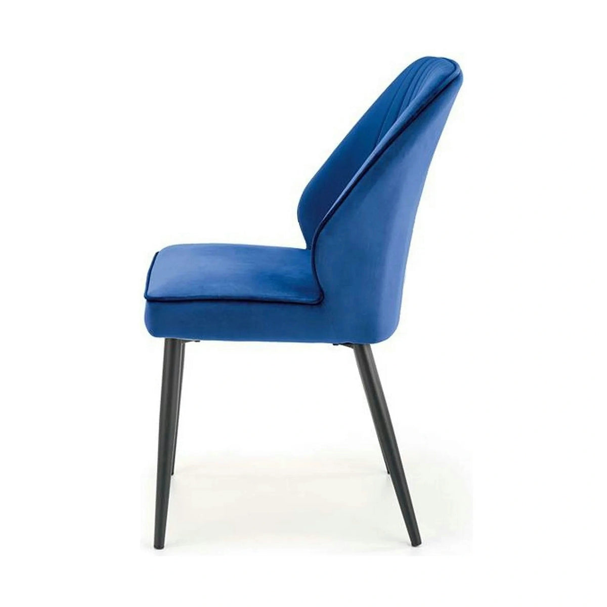 Scaun tapitat K432, albastru, stofa catifelata, 48x57x85 cm