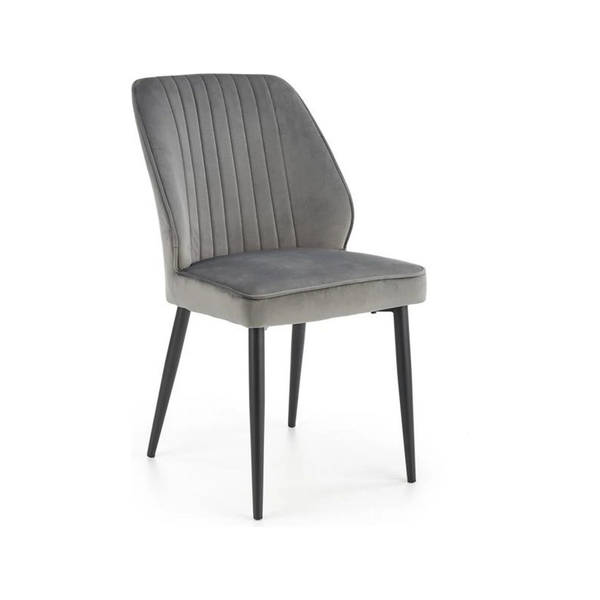 Scaun tapitat K432, gri/negru, stofa catifelata/metal, 48x57x85 cm