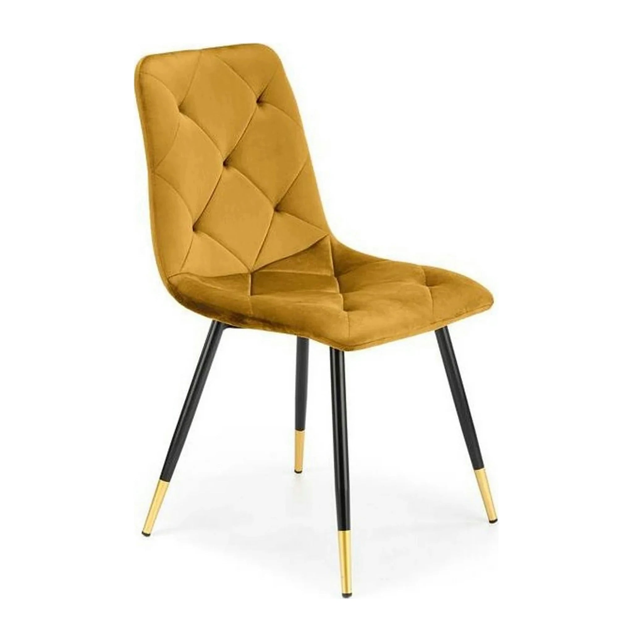 Scaun tapitat K438, galben, stofa catifelata, 45x50x86 cm