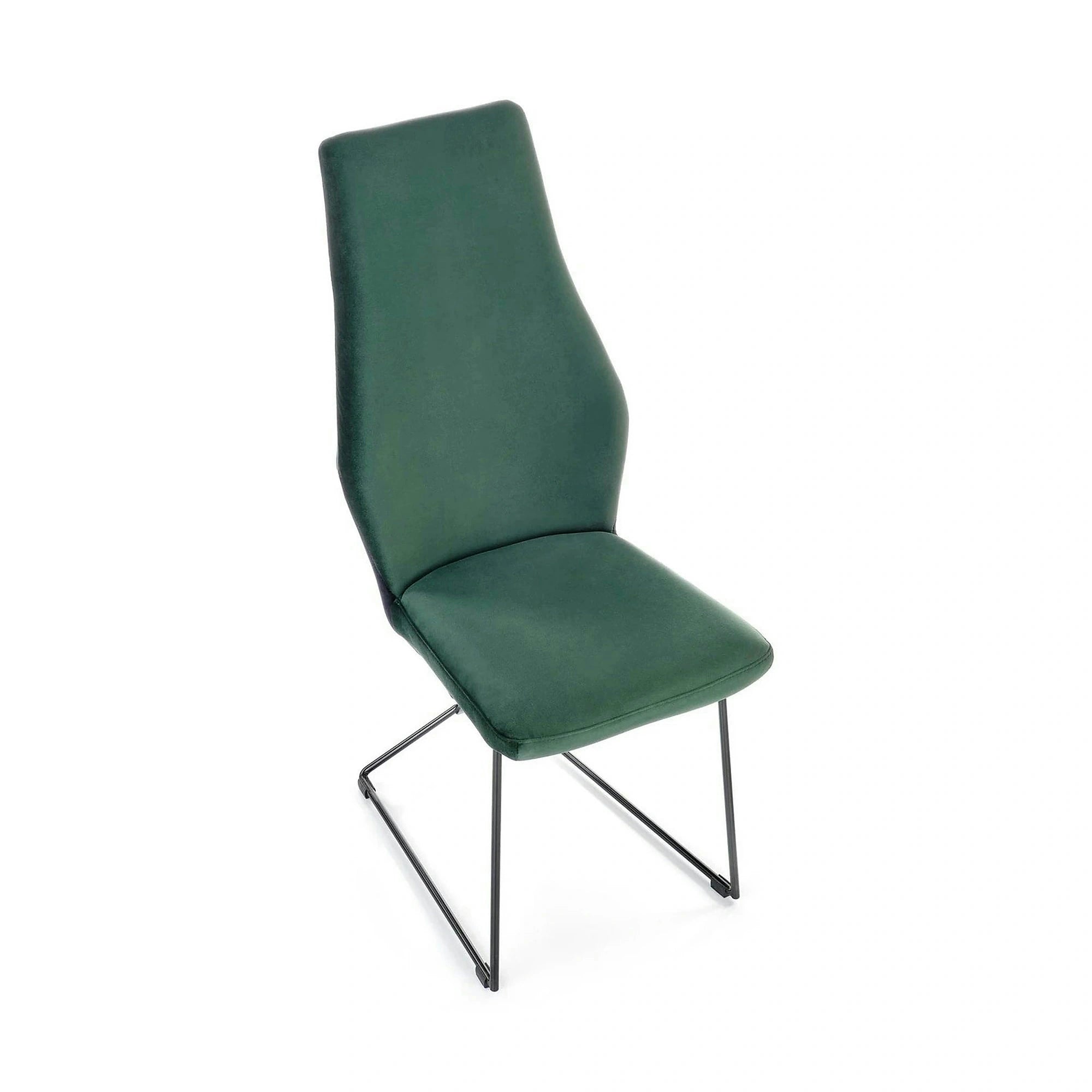 Scaun tapitat K485, verde inchis, stofa catifelata, 44x63x96 cm
