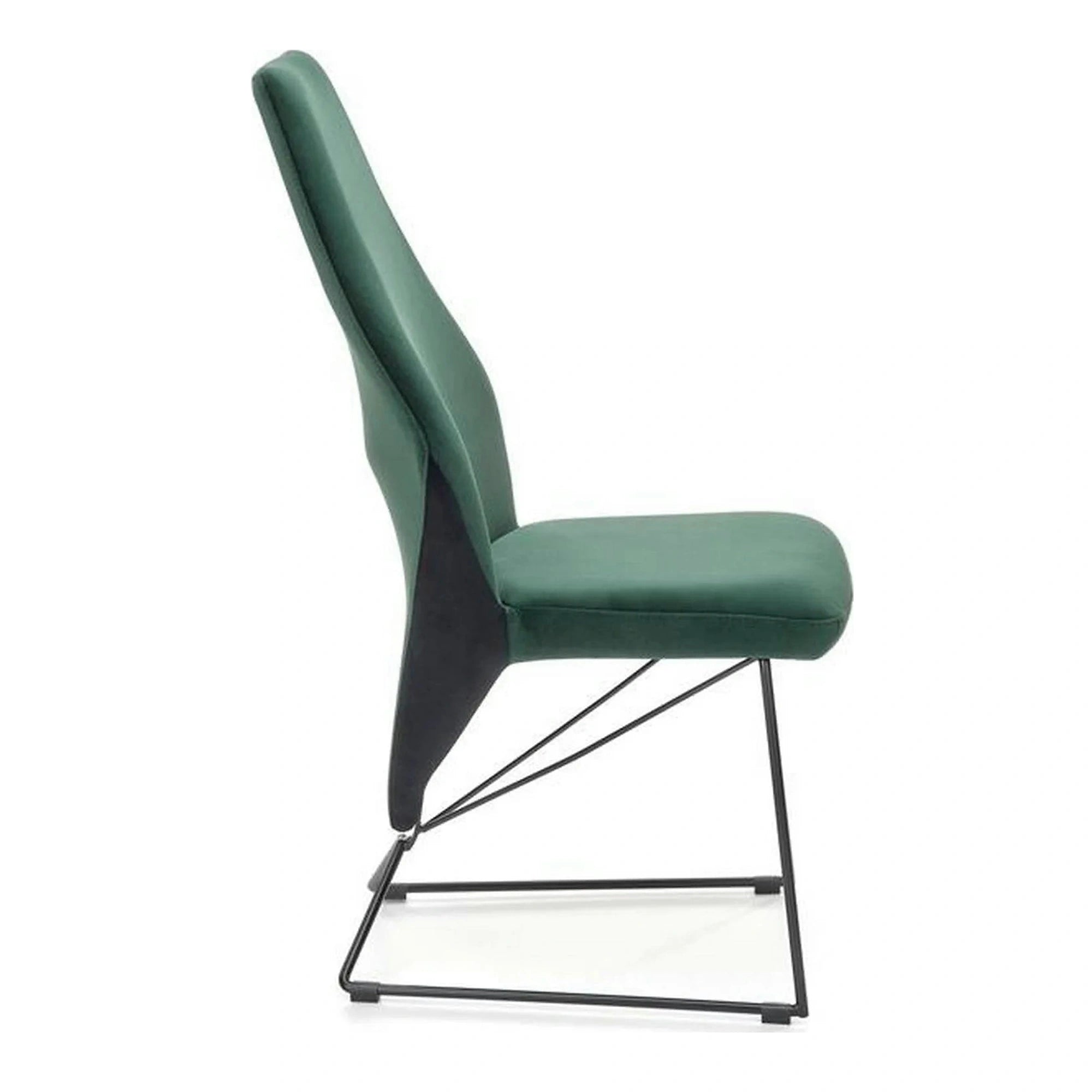 Scaun tapitat K485, verde inchis, stofa catifelata, 44x63x96 cm