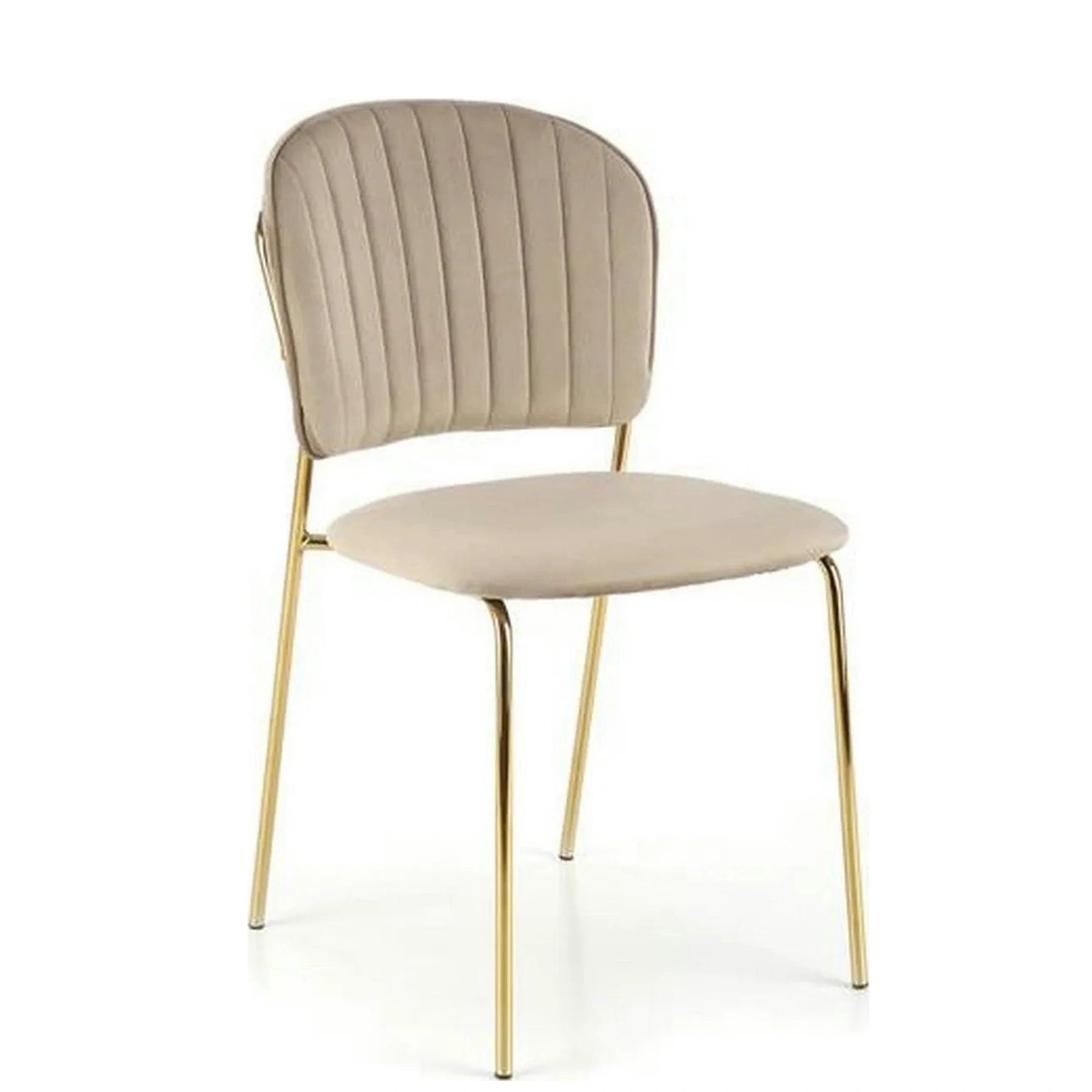 Scaun tapitat K499, bej/auriu, stofa catifelata, 47x56x85 cm