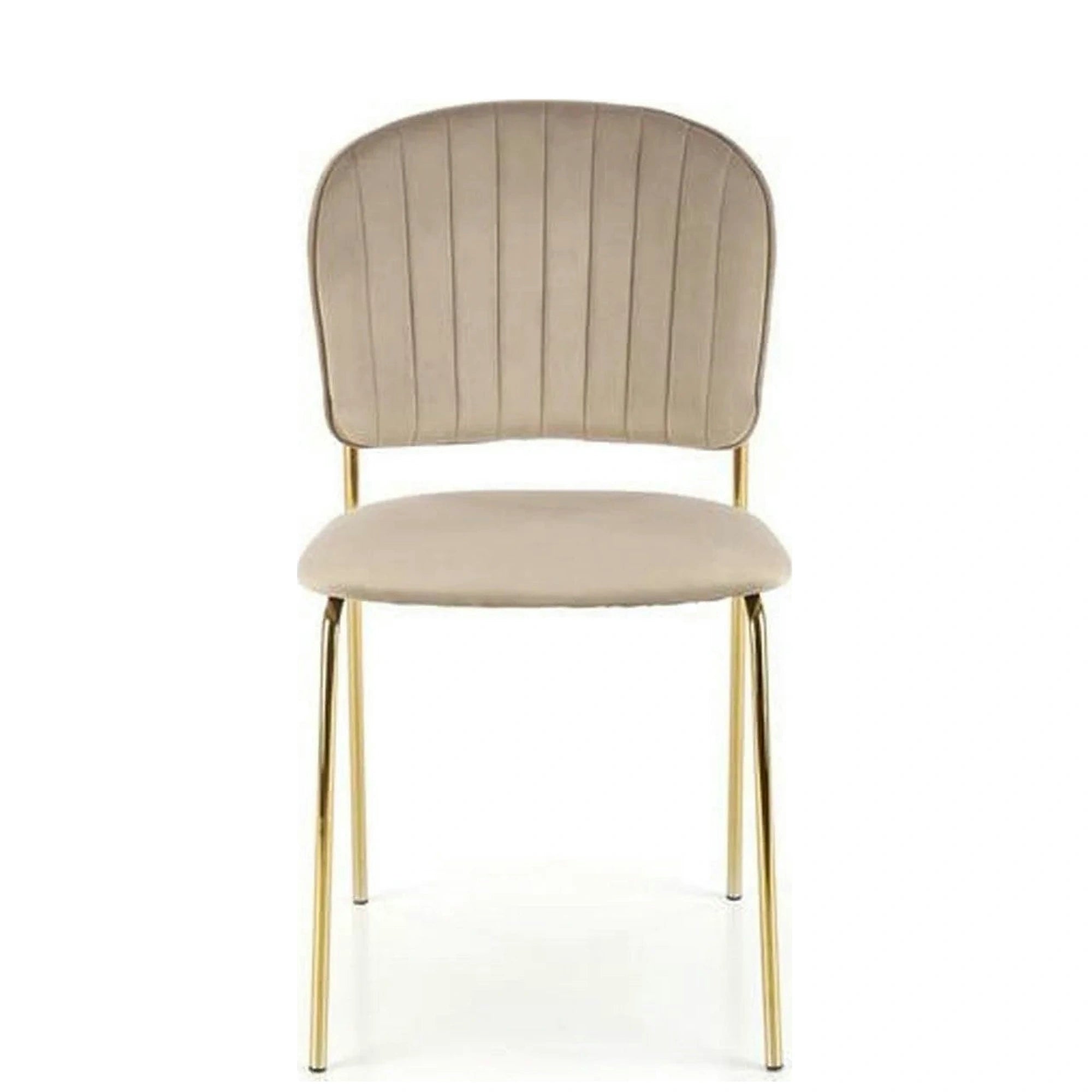 Scaun tapitat K499, bej/auriu, stofa catifelata, 47x56x85 cm