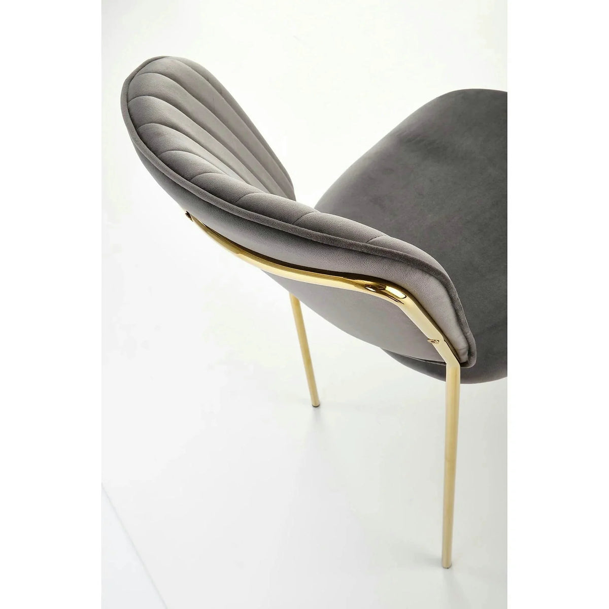 Scaun tapitat K499, gri/auriu, stofa catifelata, 47x56x85 cm