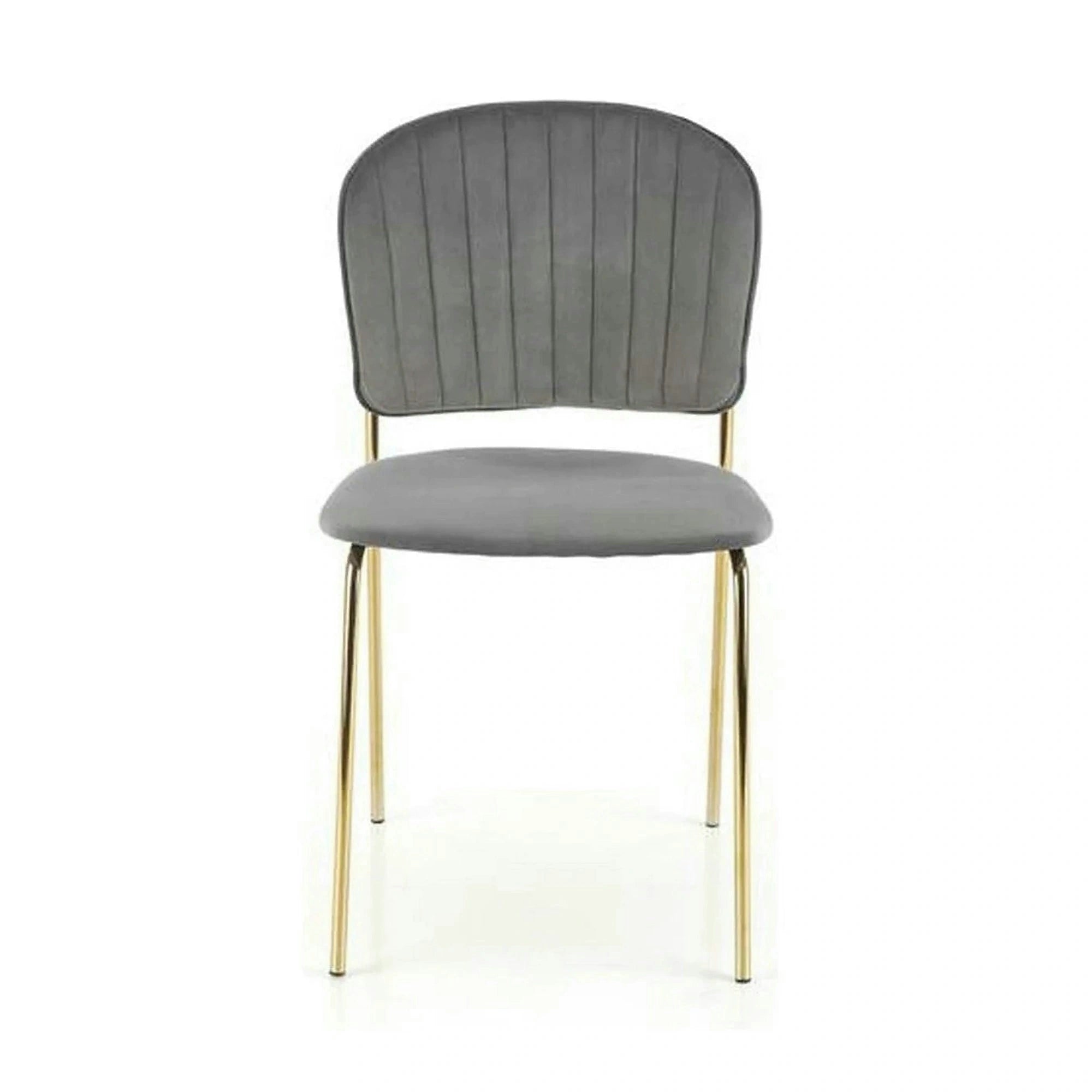 Scaun tapitat K499, gri/auriu, stofa catifelata, 47x56x85 cm