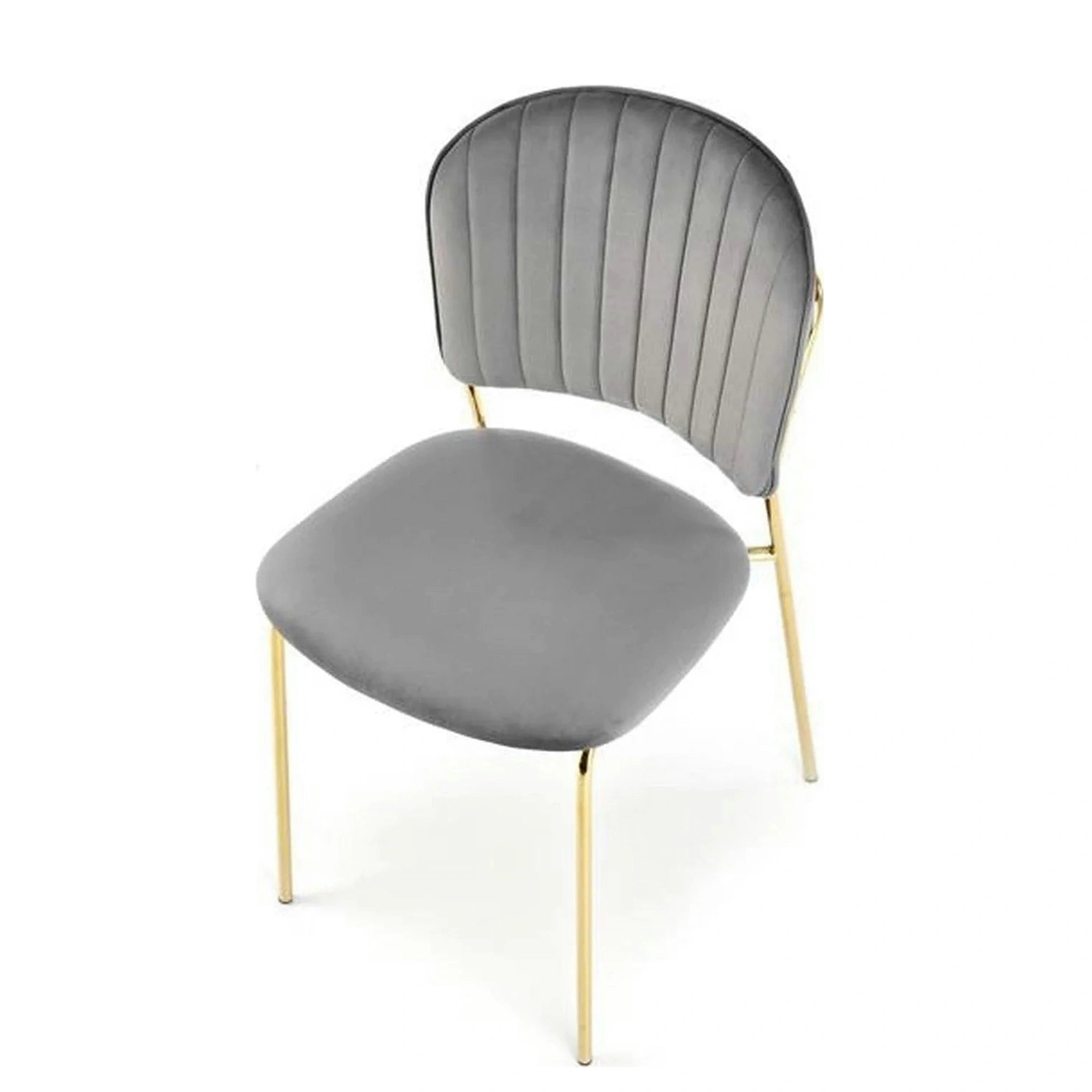 Scaun tapitat K499, gri/auriu, stofa catifelata, 47x56x85 cm