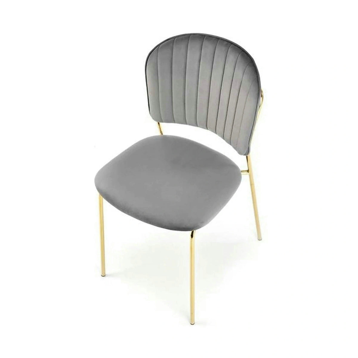 Scaun tapitat K499, gri/auriu, stofa catifelata, 47x56x85 cm