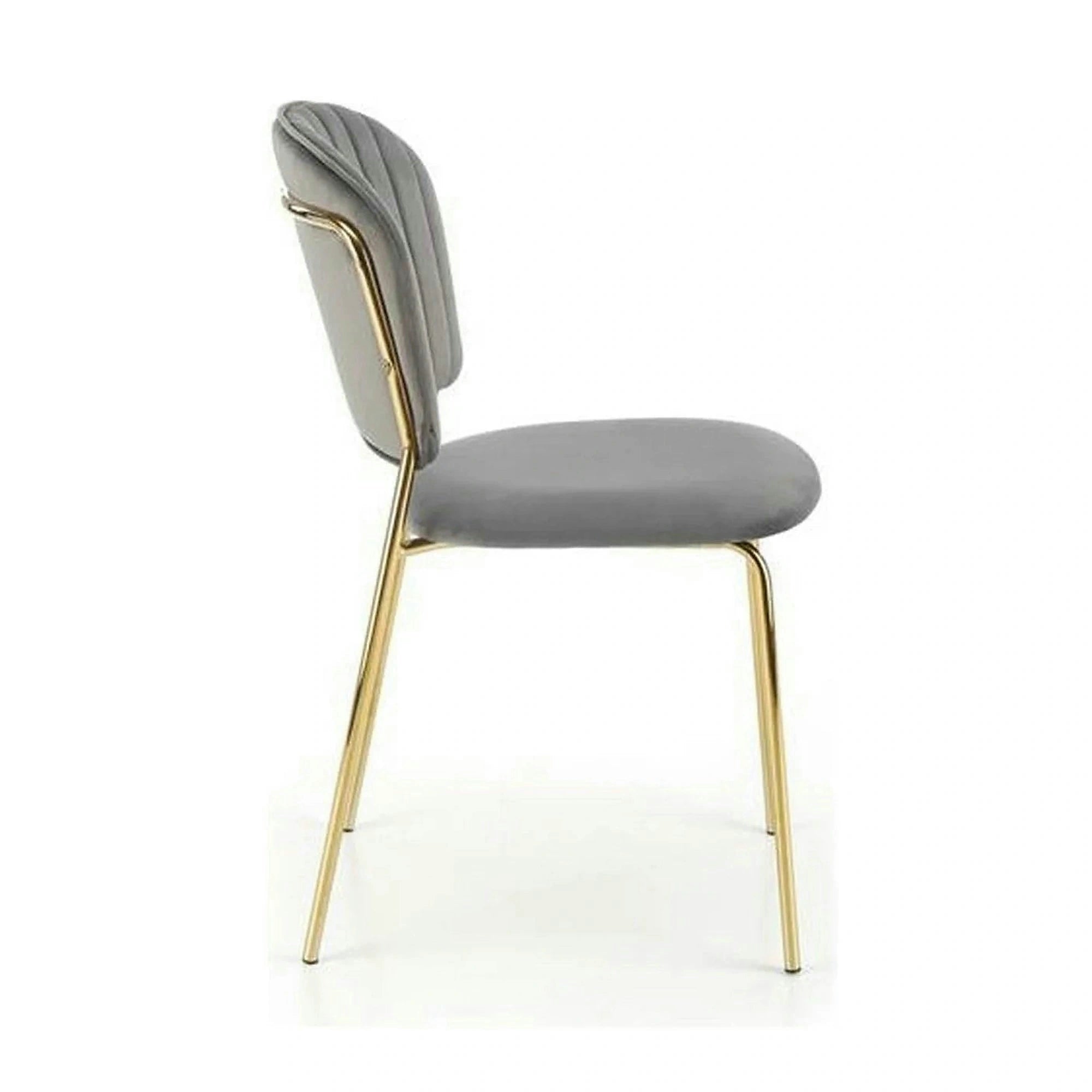 Scaun tapitat K499, gri/auriu, stofa catifelata, 47x56x85 cm