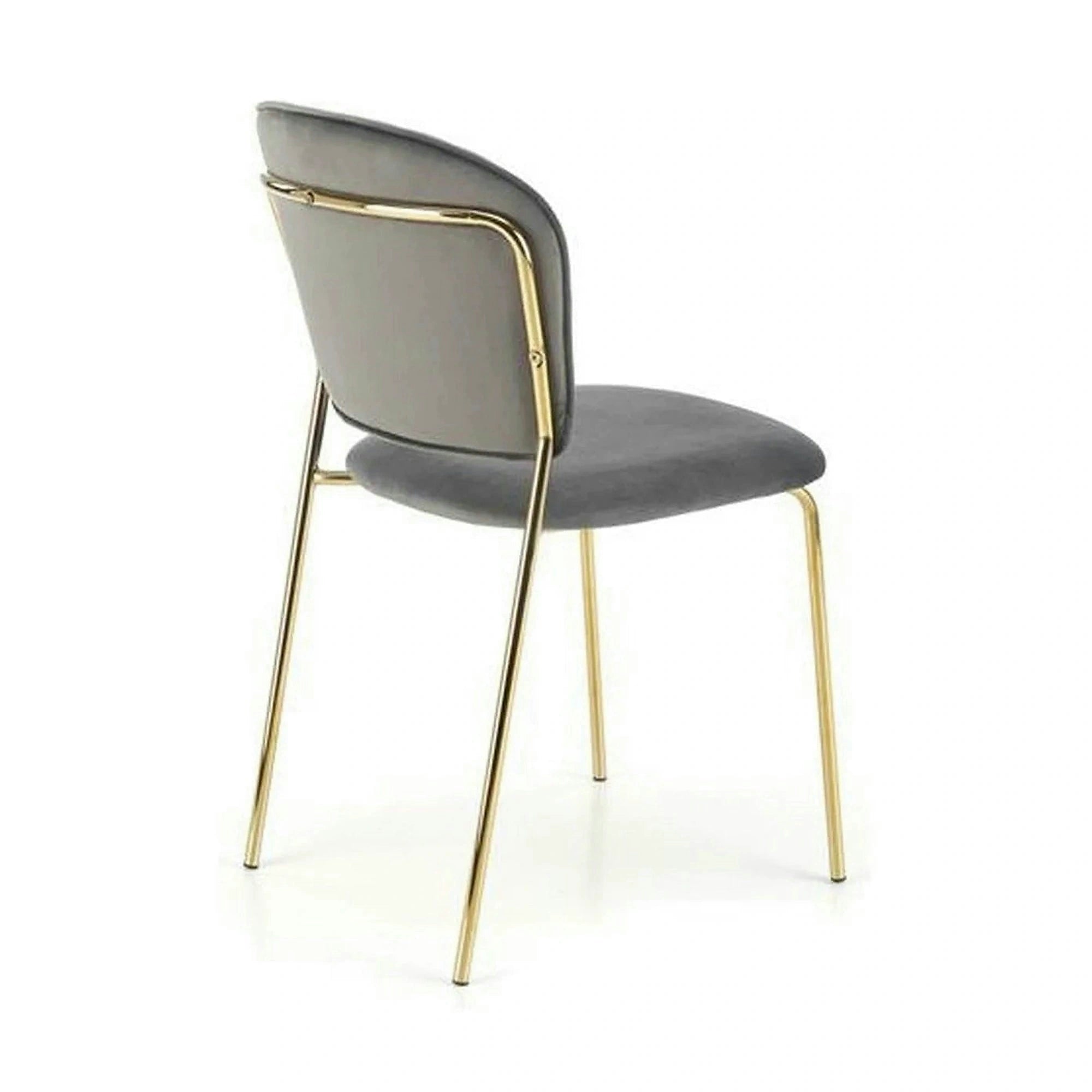Scaun tapitat K499, gri/auriu, stofa catifelata, 47x56x85 cm