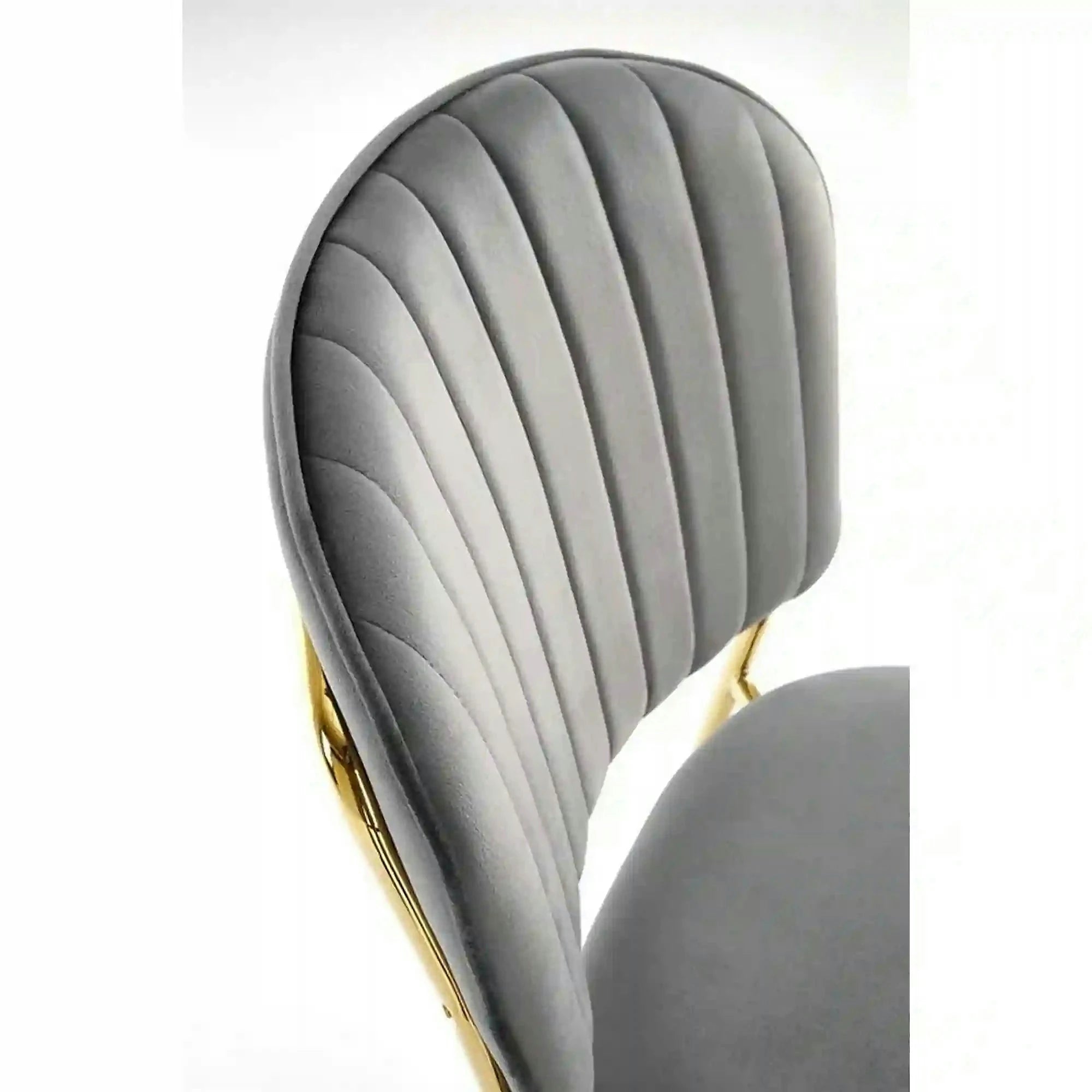 Scaun tapitat K499, gri/auriu, stofa catifelata, 47x56x85 cm