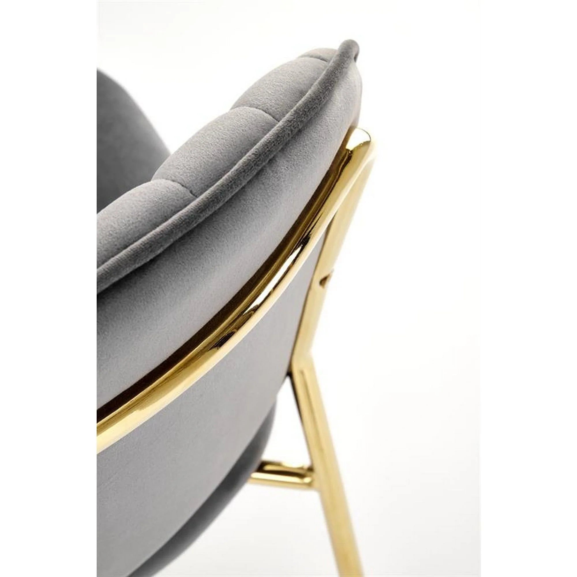 Scaun tapitat K499, gri/auriu, stofa catifelata, 47x56x85 cm