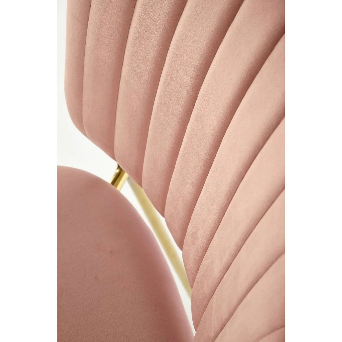 Scaun tapitat K499, roz/auriu, stofa catifelata, 47x56x85 cm