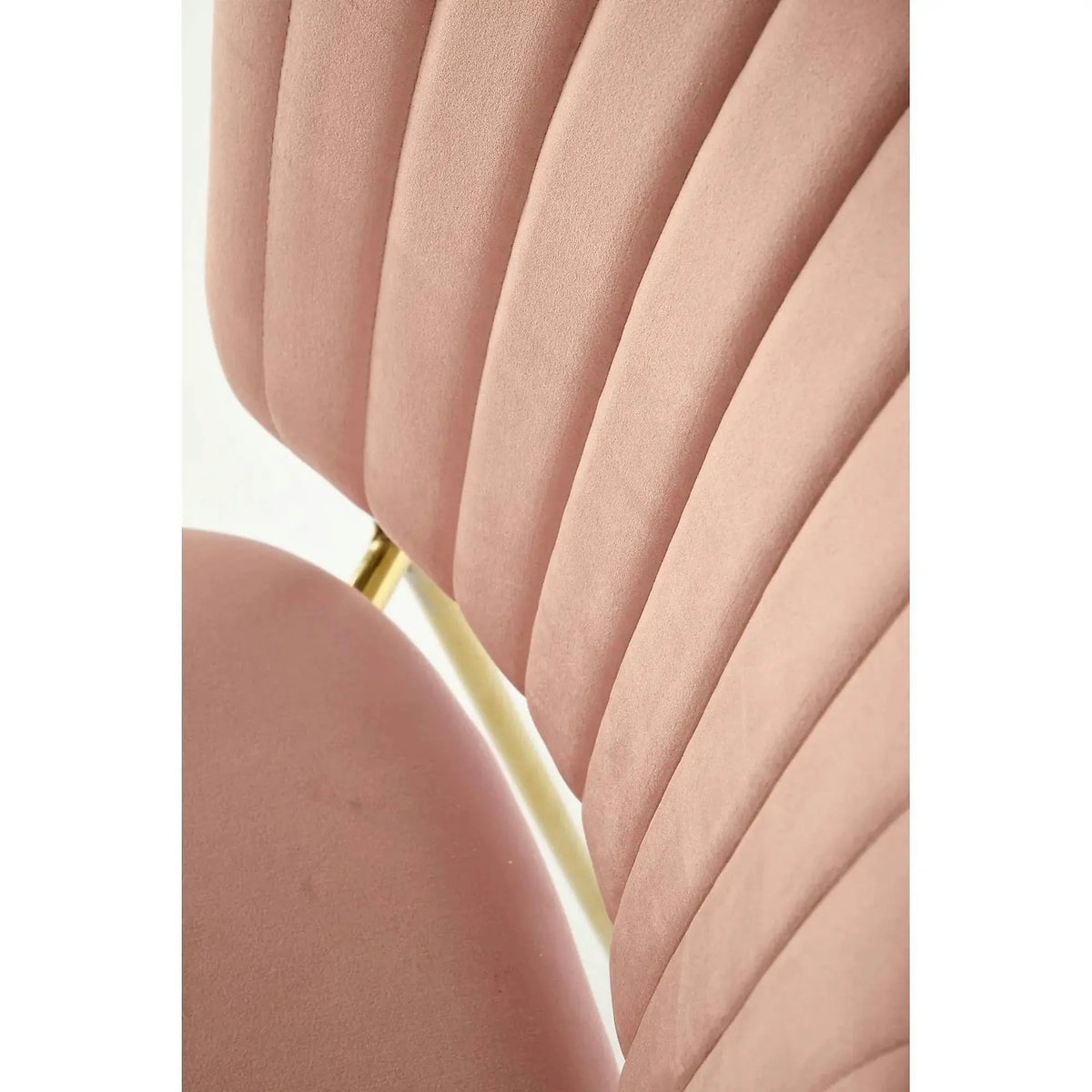 Scaun tapitat K499, roz/auriu, stofa catifelata, 47x56x85 cm