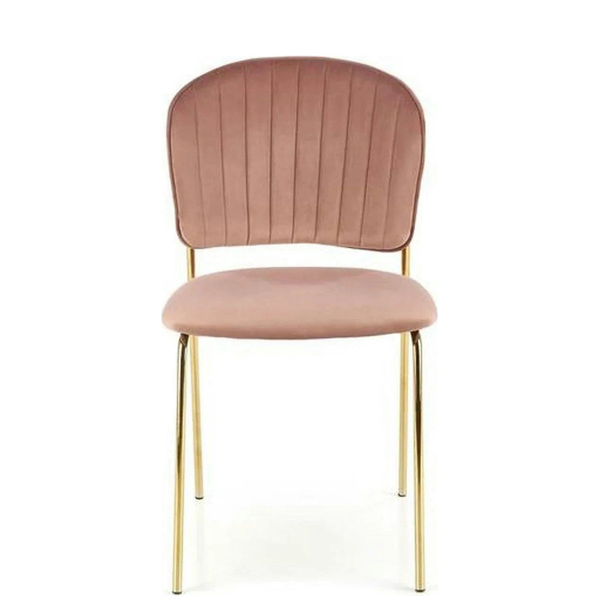 Scaun tapitat K499, roz/auriu, stofa catifelata, 47x56x85 cm