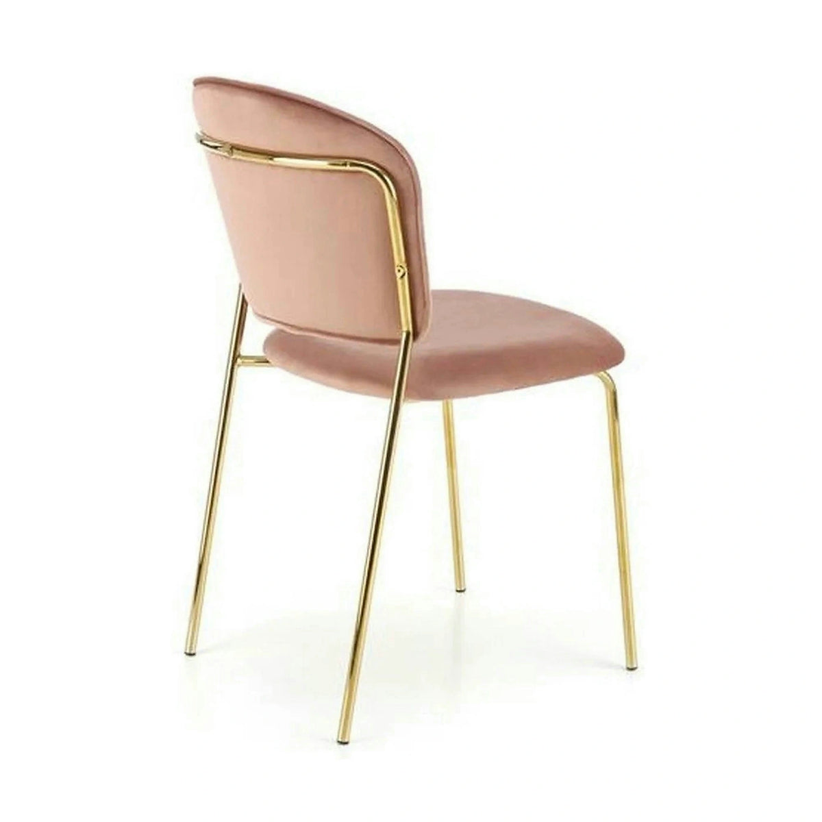 Scaun tapitat K499, roz/auriu, stofa catifelata, 47x56x85 cm
