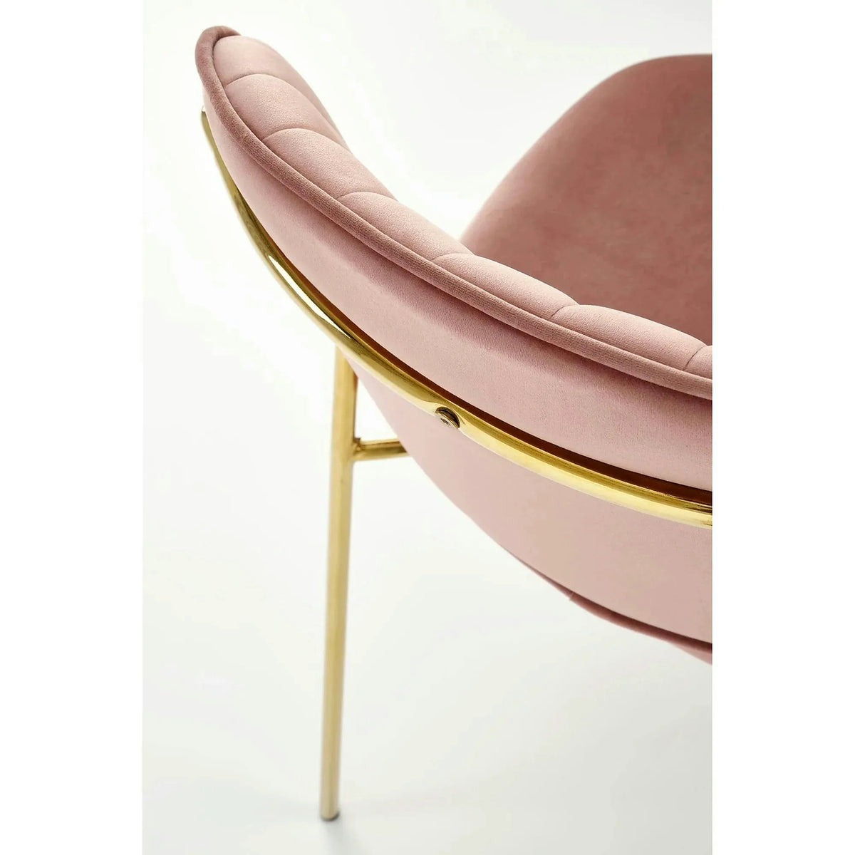 Scaun tapitat K499, roz/auriu, stofa catifelata, 47x56x85 cm