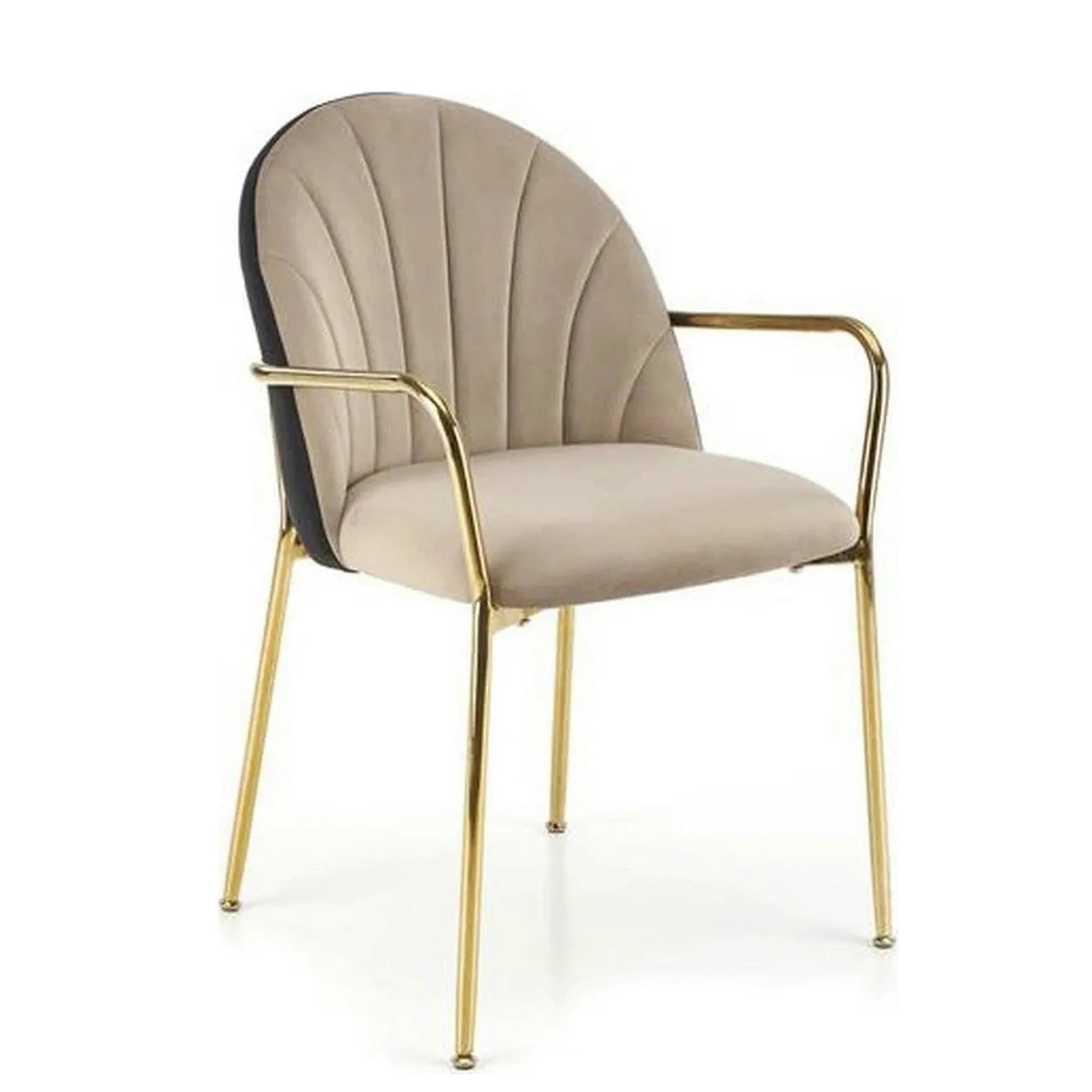Scaun tapitat K500, bej/auriu, stofa catifelata, 53x57x80 cm