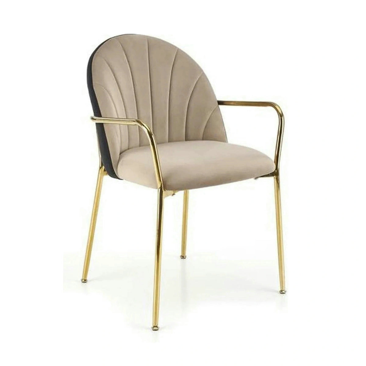 Scaun tapitat K500, bej/auriu, stofa catifelata, 53x57x80 cm