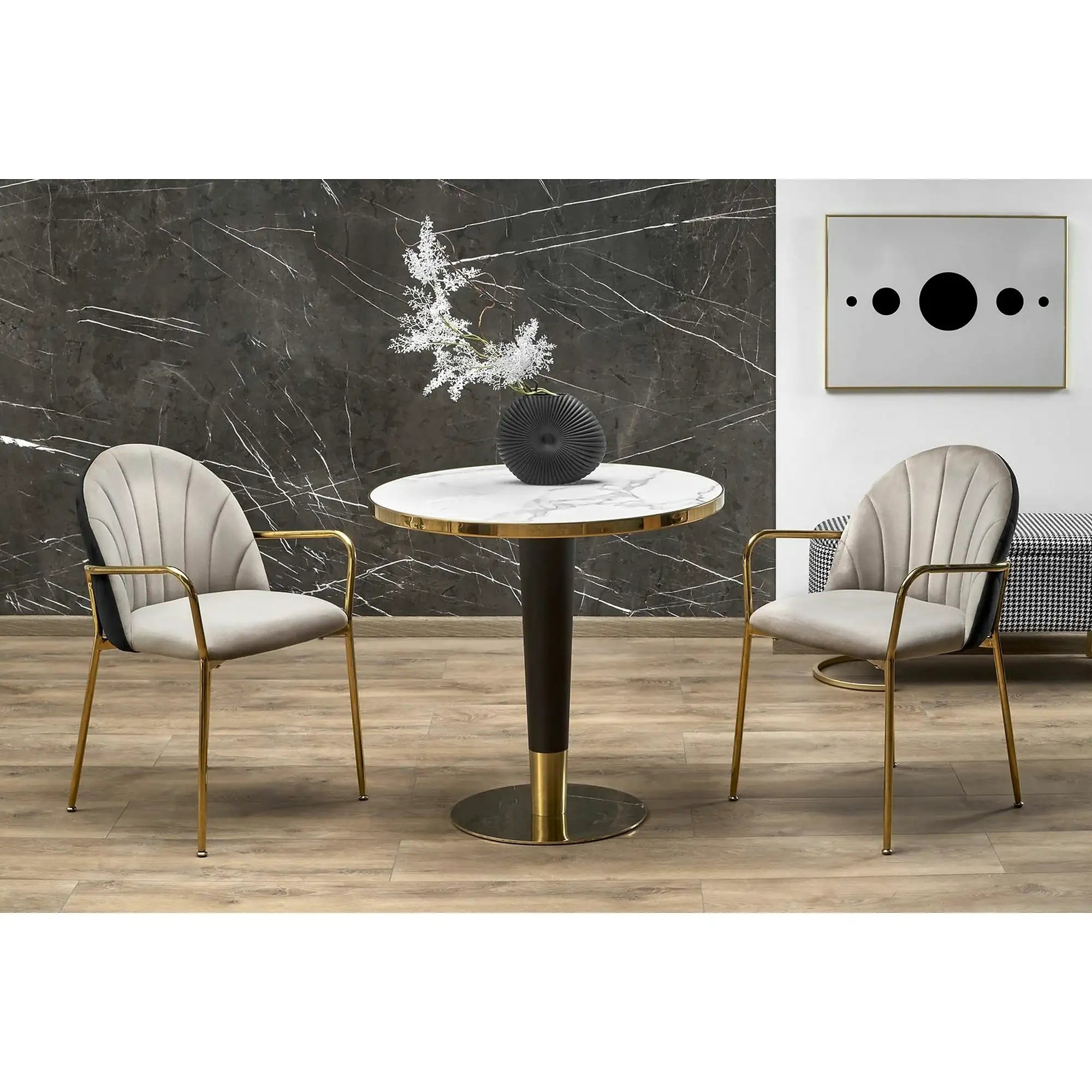 Scaun tapitat K500, bej/auriu, stofa catifelata, 53x57x80 cm