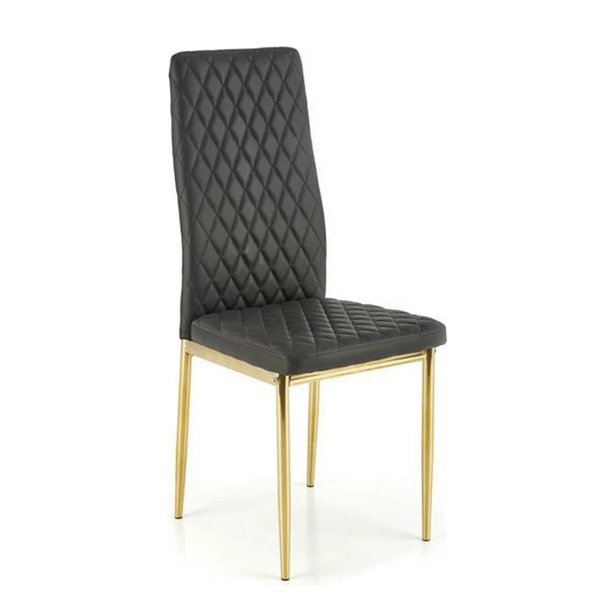 Scaun tapitat K501, negru/auriu, piele ecologica/metal, 40x50x98 cm