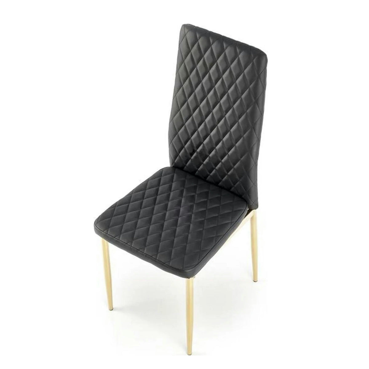 Scaun tapitat K501, negru/auriu, piele ecologica/metal, 40x50x98 cm