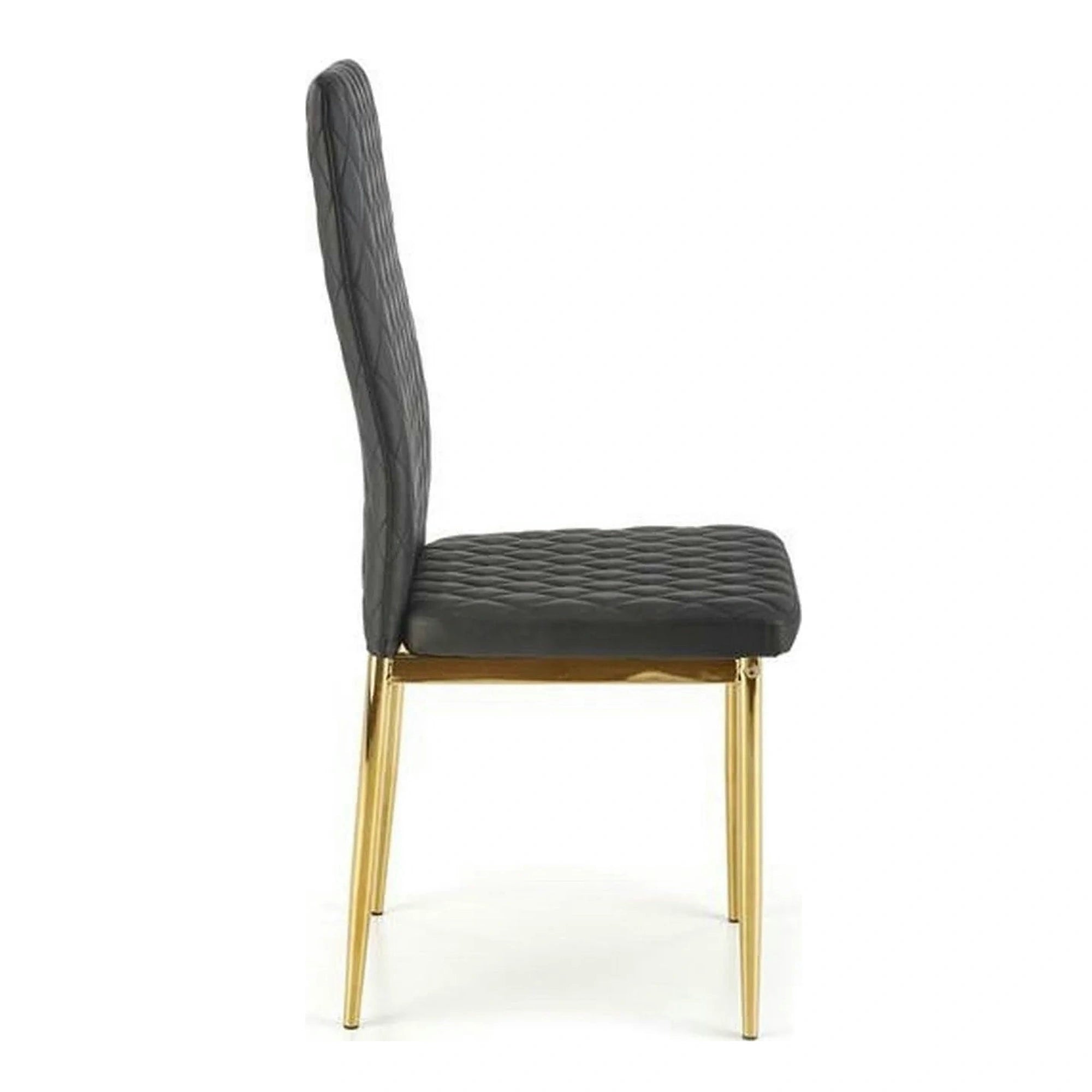 Scaun tapitat K501, negru/auriu, piele ecologica/metal, 40x50x98 cm