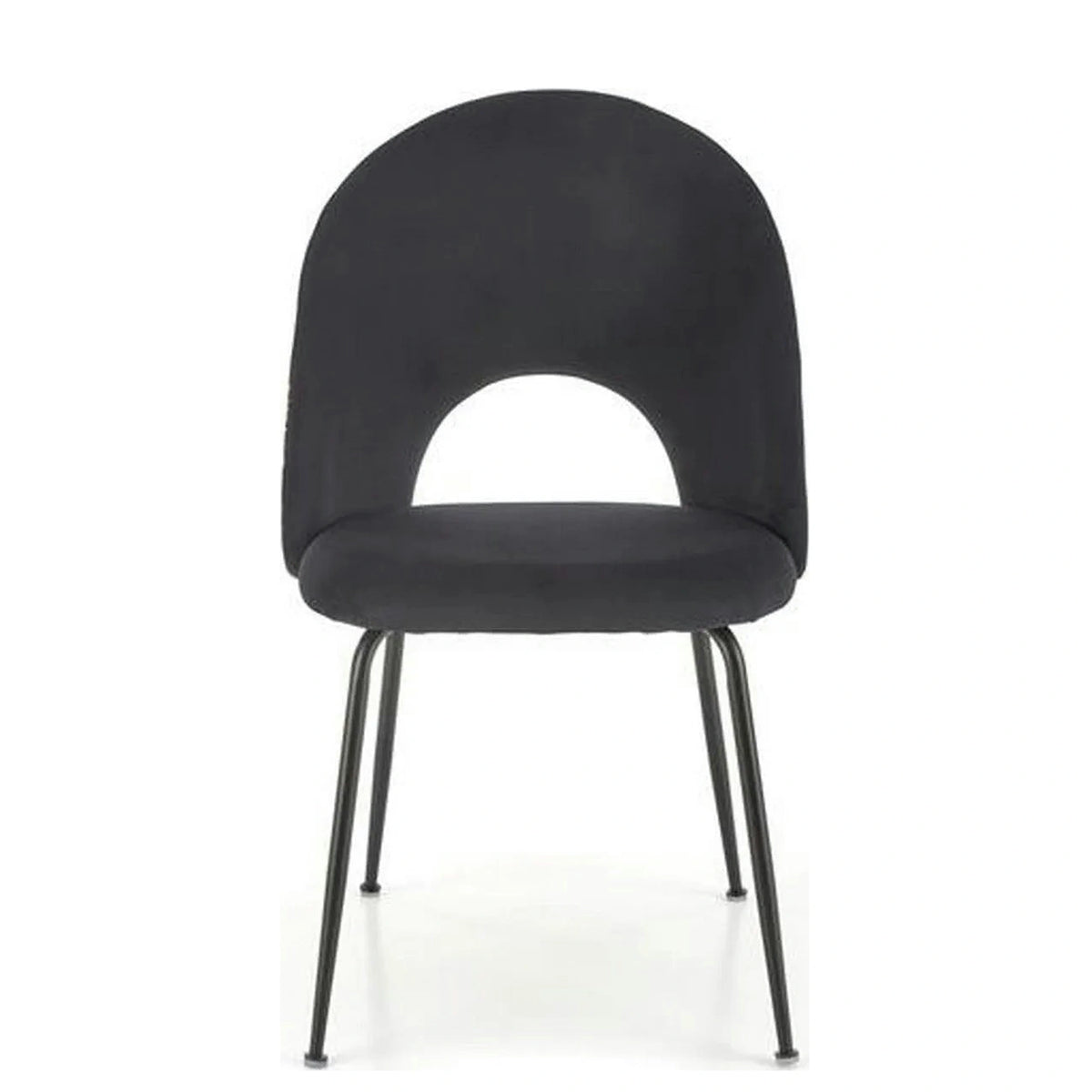 Scaun tapitat K505, negru, cu imprimeu floral, stofa catifelata, 51x55x86 cm